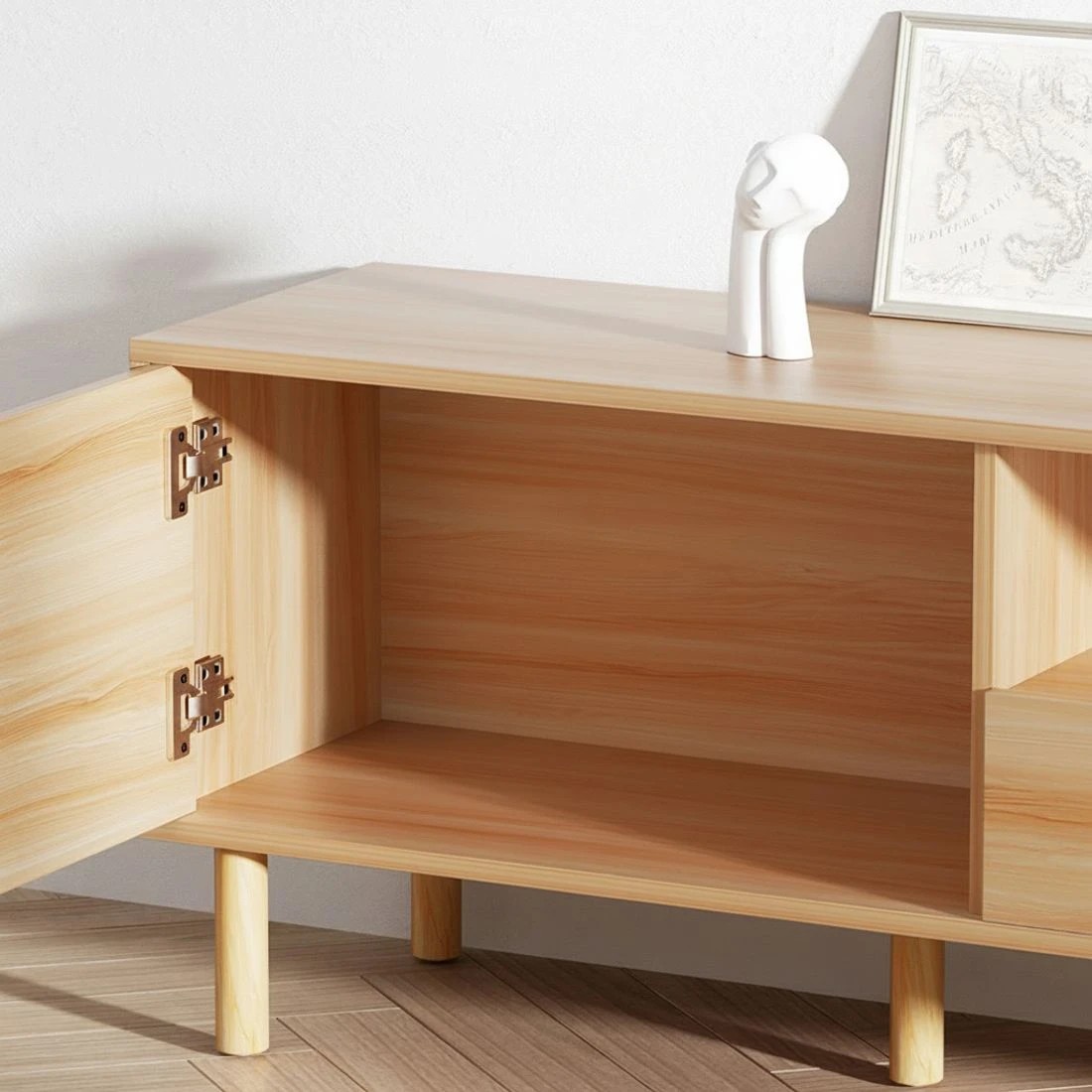 6 Artiss Entertainment Unit Stand Amber TV Cabinet Storage Drawers - Natural, 6 of 6