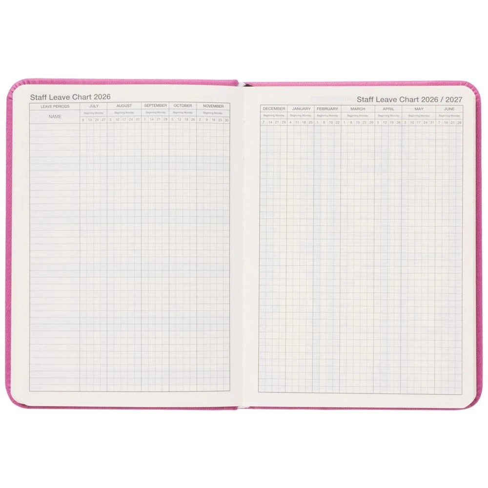 5 J.Burrows A6 Week to View PU FY26/27 Diary Pink, 5 of 6