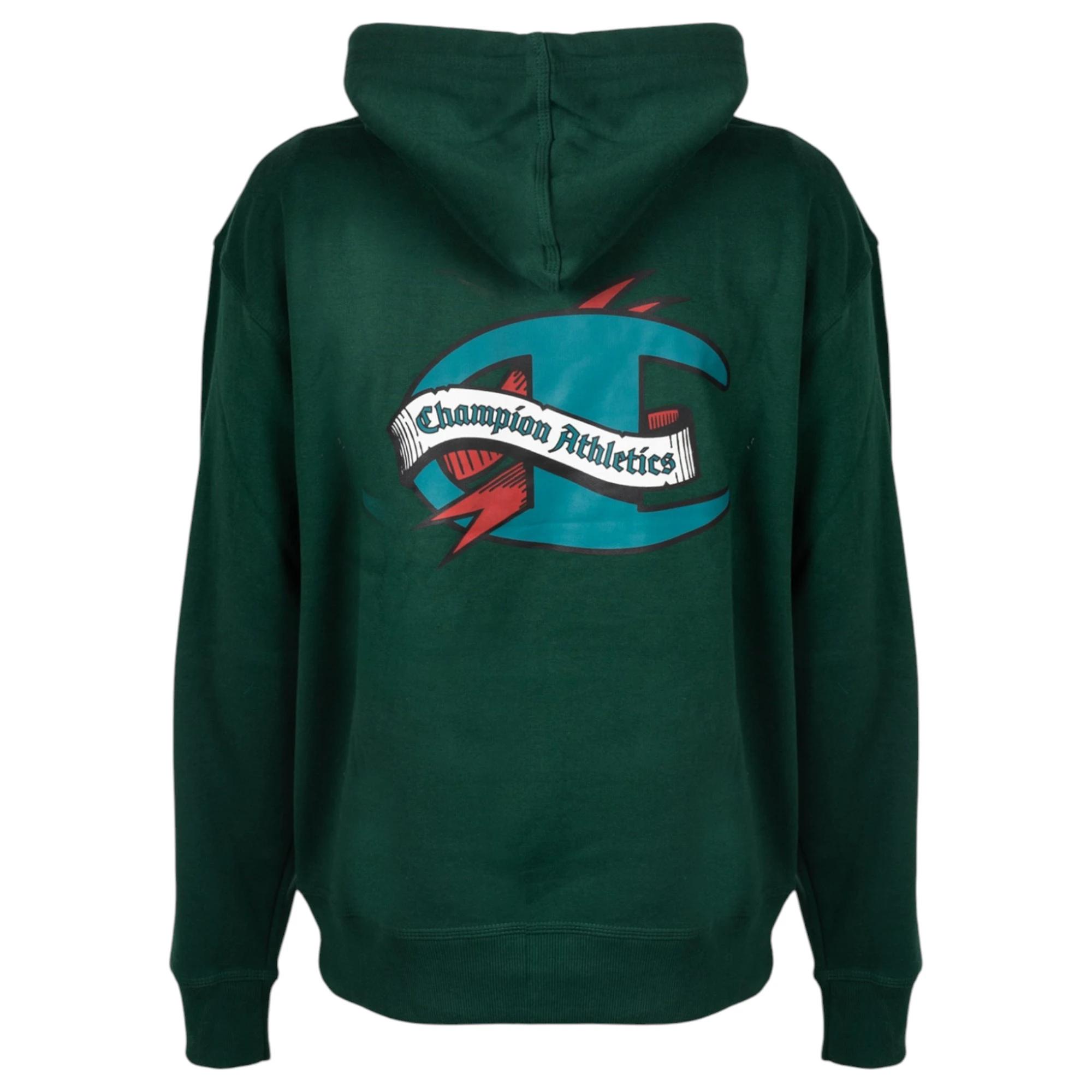 3 Champion Mens Powerblend Forest Peak Green Graphic Hoodie GREEN, 3 of 7