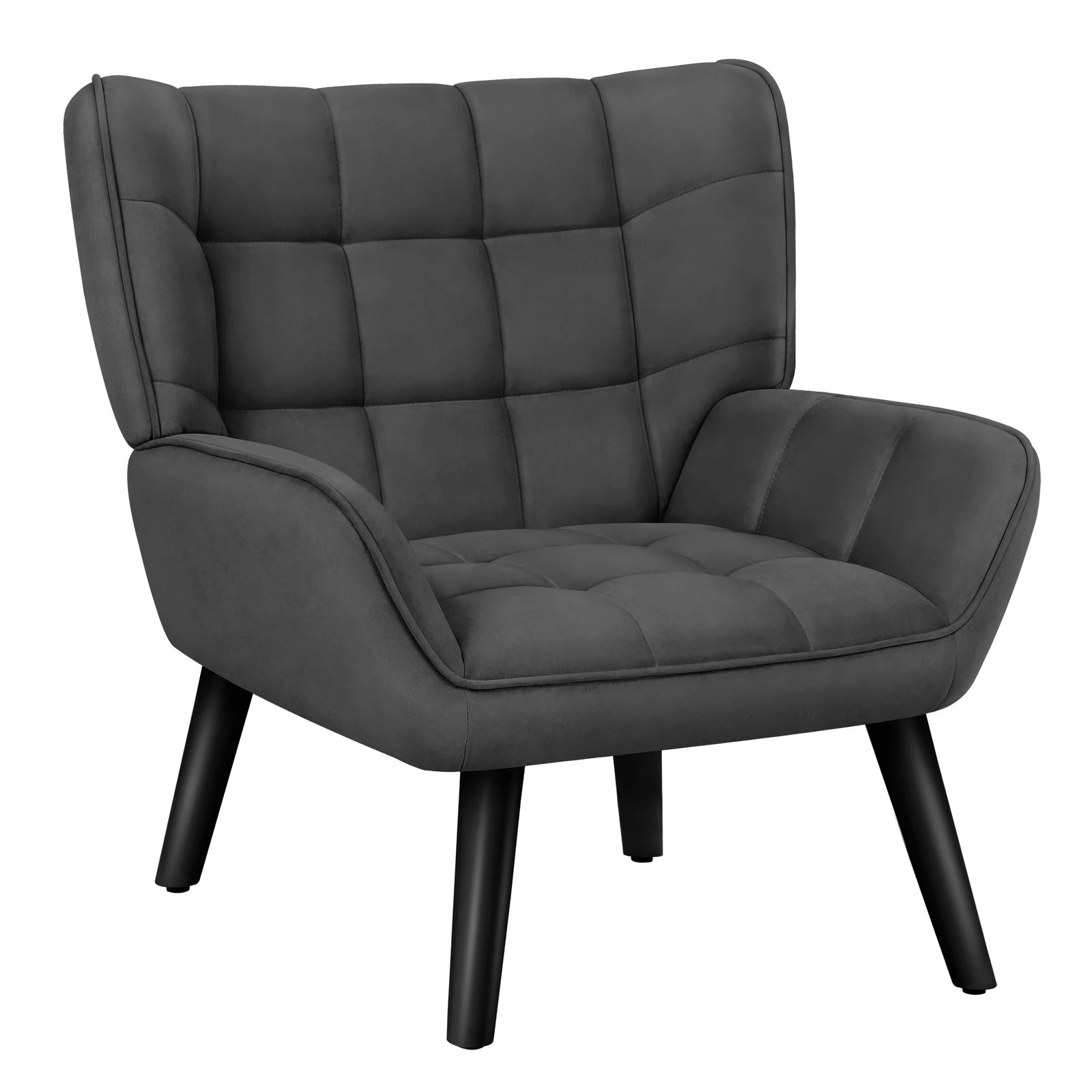 1 Alfordson Armchair Accent Chair Upholstered Lounge Sofa Tub Couch Velvet - Grey, 1 of 9
