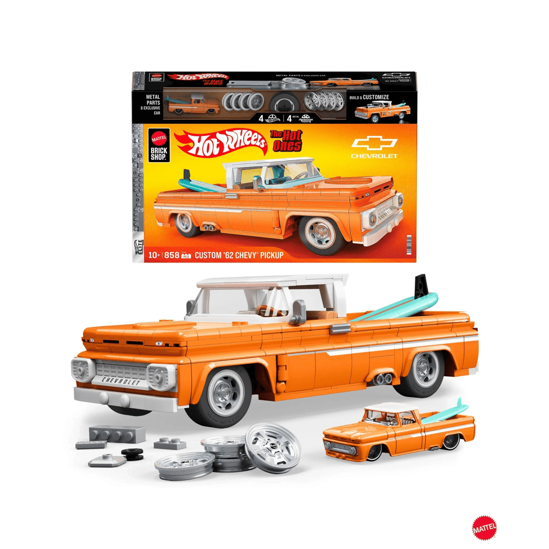 1 Mattel Brick Shop Hot Wheels Custom ’62 Chevy Pickup Building Toy Kit - Multi, 1 of 6