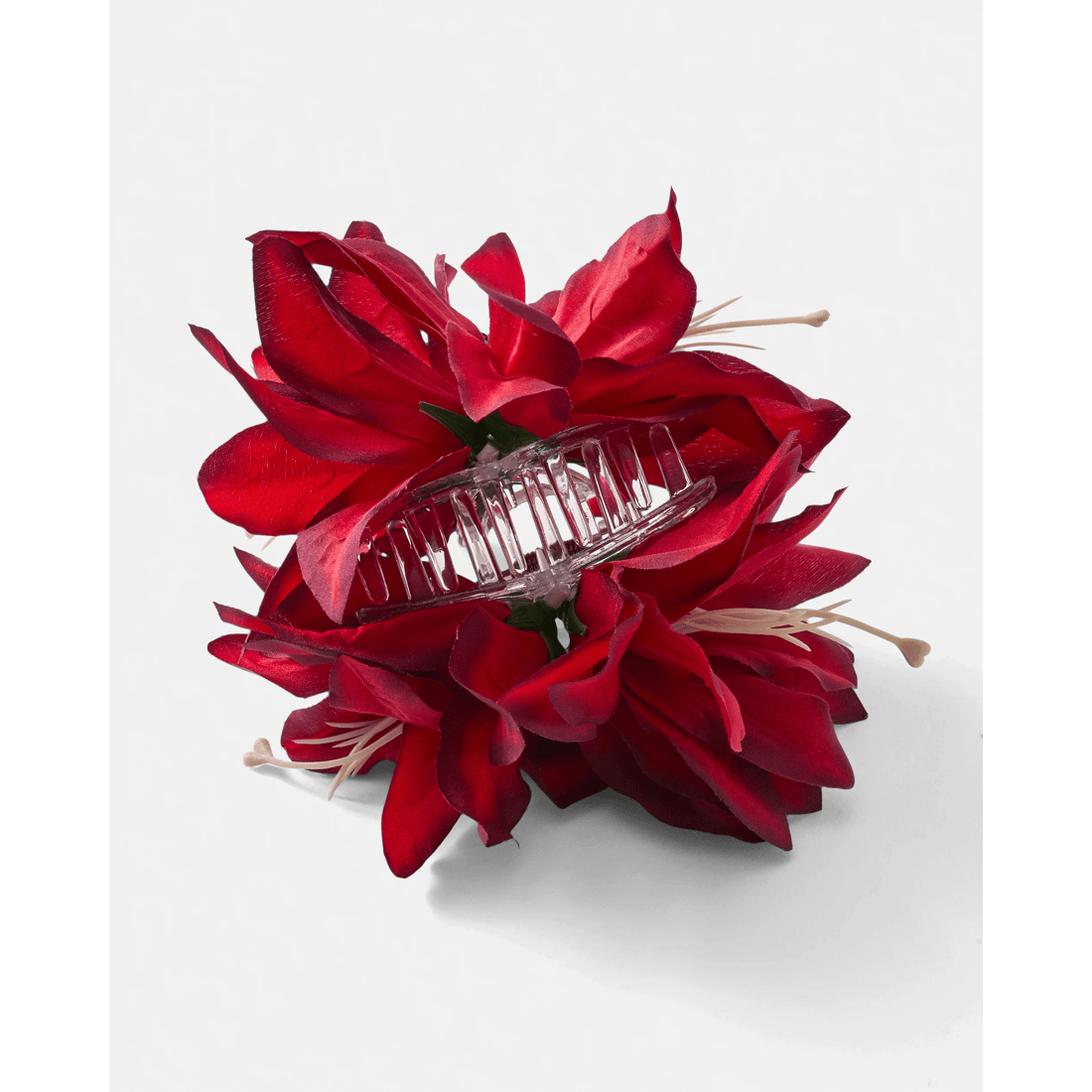 2 Red Oversize Fabric Flower Claw Hair Clip, 2 of 4