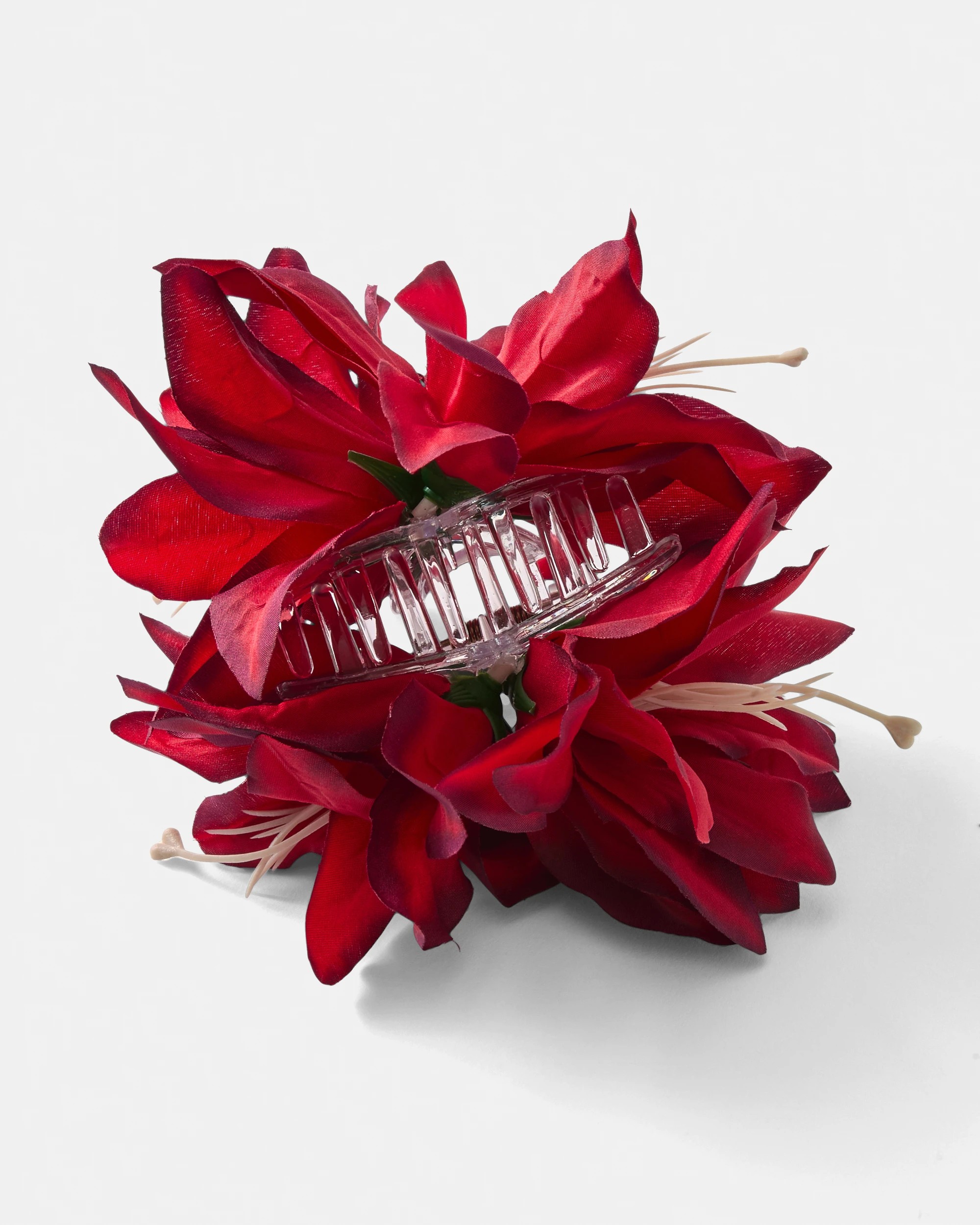 2 Red Oversize Fabric Flower Claw Hair Clip, 2 of 4