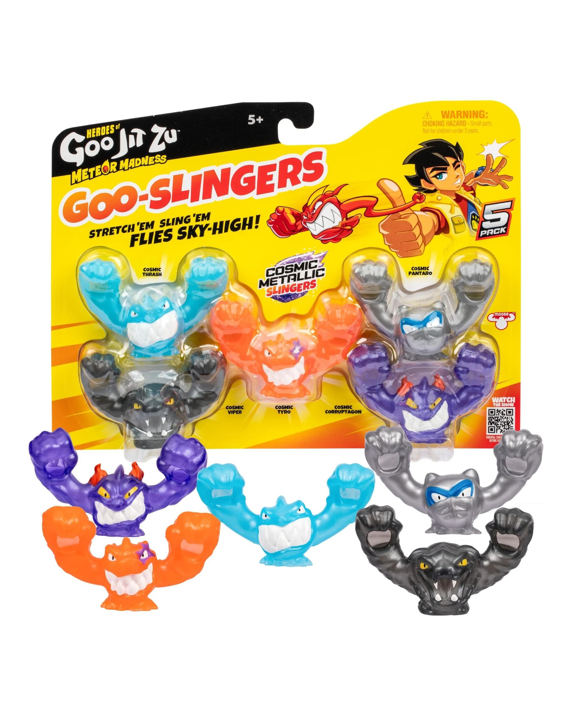 5 Heroes of Goo-Jit-Zu Series 13 Meteor Madness Goo Slingers Cosmic Metallic Slingers 5 Pack, 5 of 6