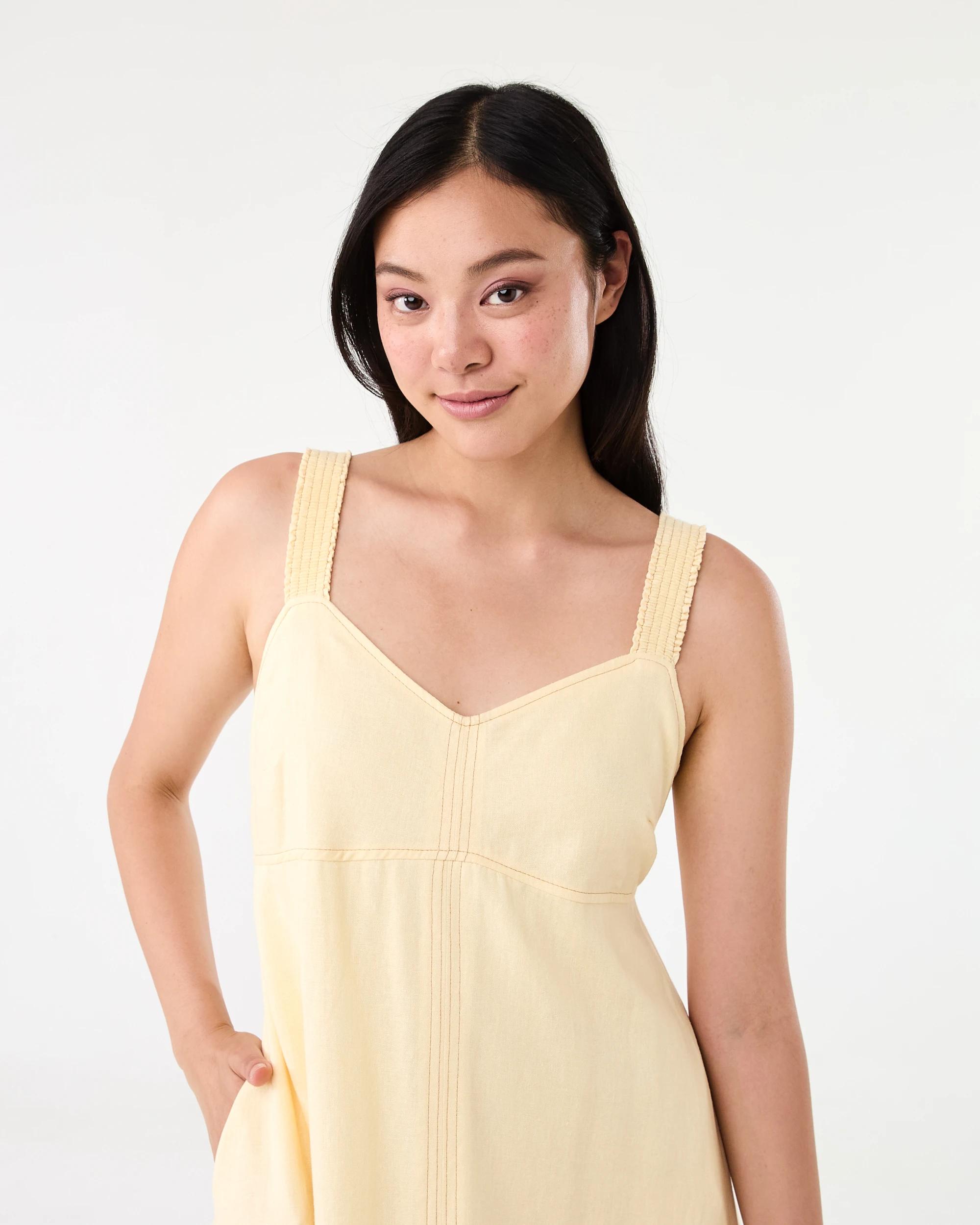 4 Sleeveless Contrast Linen Blend Maxi Dress Fln Yellow, 4 of 8