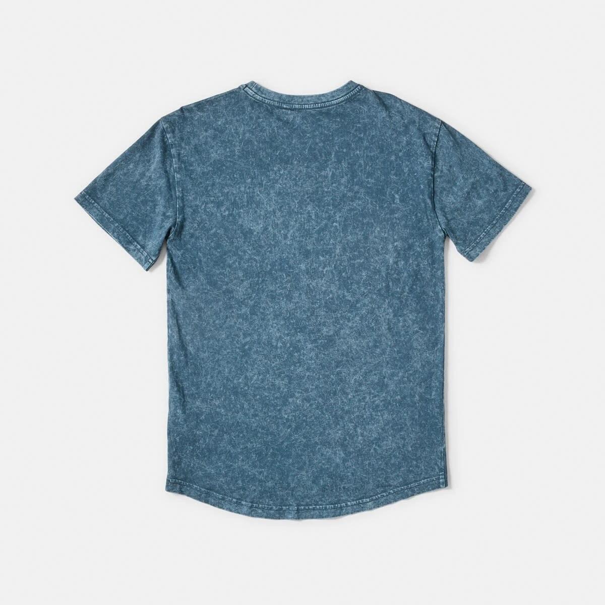 9 Curved Hem Acid Wash T-shirt Wash Blue, 9 of 9
