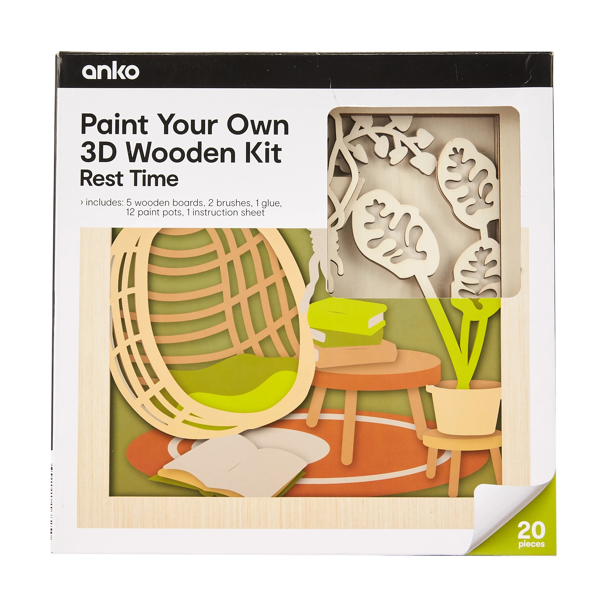 1 20 Piece Paint Your Own 3D Wooden Kit - Rest Time, 1 of 3