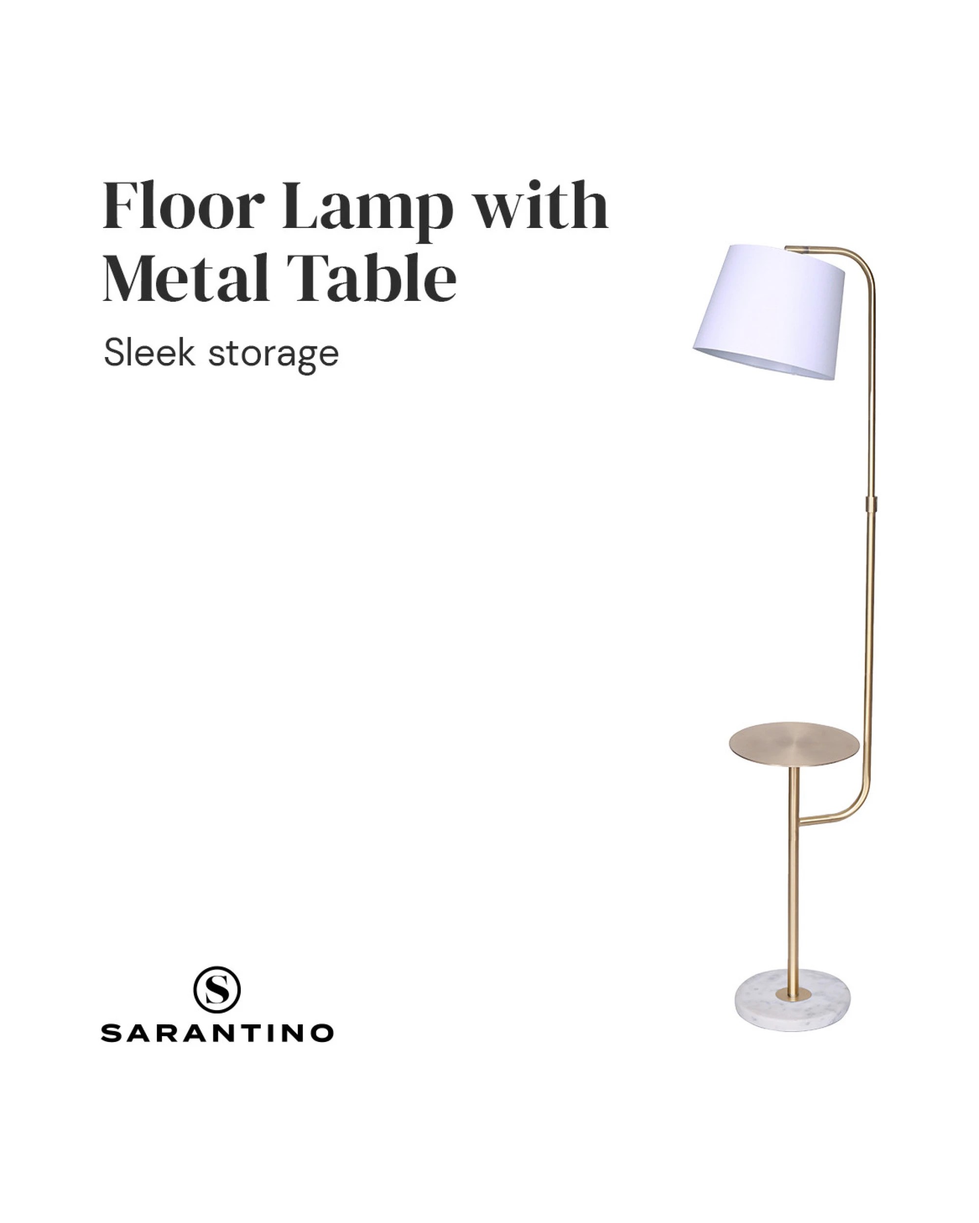 2 Sarantino Floor Lamp with Metal End Table, 2 of 7
