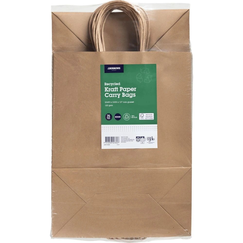 2 J.Burrows Recycled Kraft Bag Medium Brown 25 Pack, 2 of 2