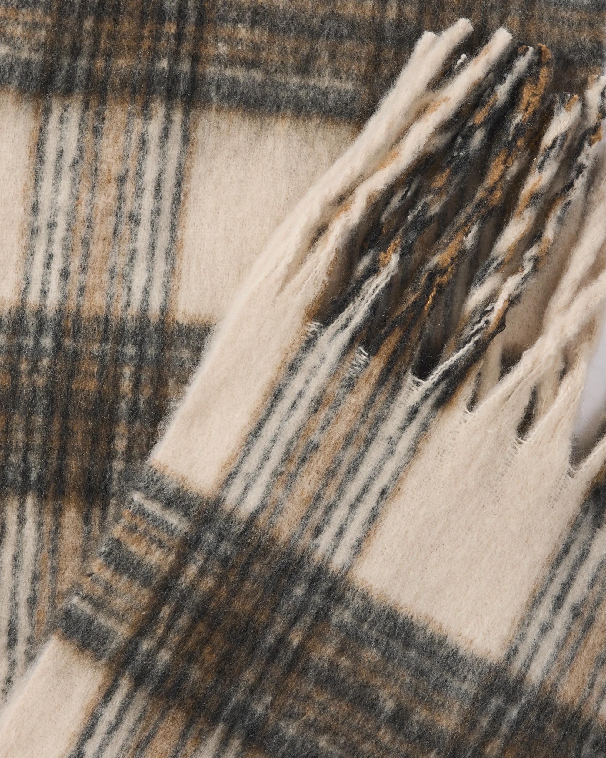 2 Printed Fluffy Scarf Brwn Plaid, 2 of 3