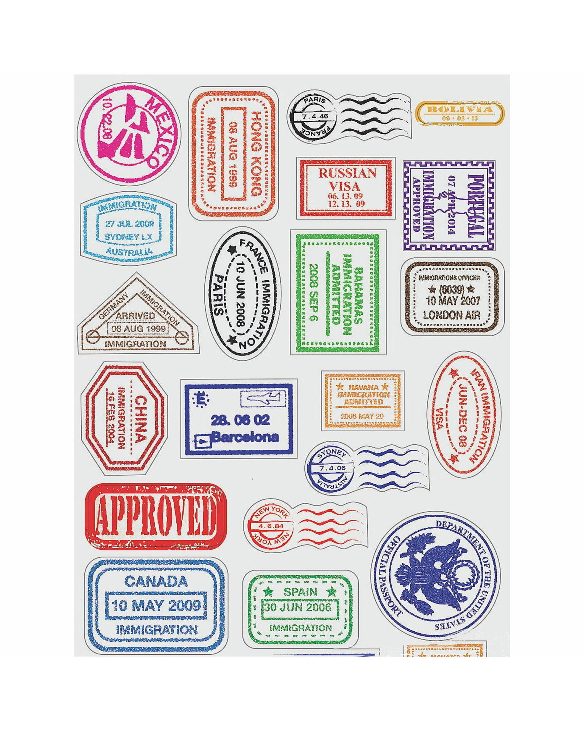 1 Partyrama My Passport Stamp Sticker Sheets 12 Sheets, 1 of 1