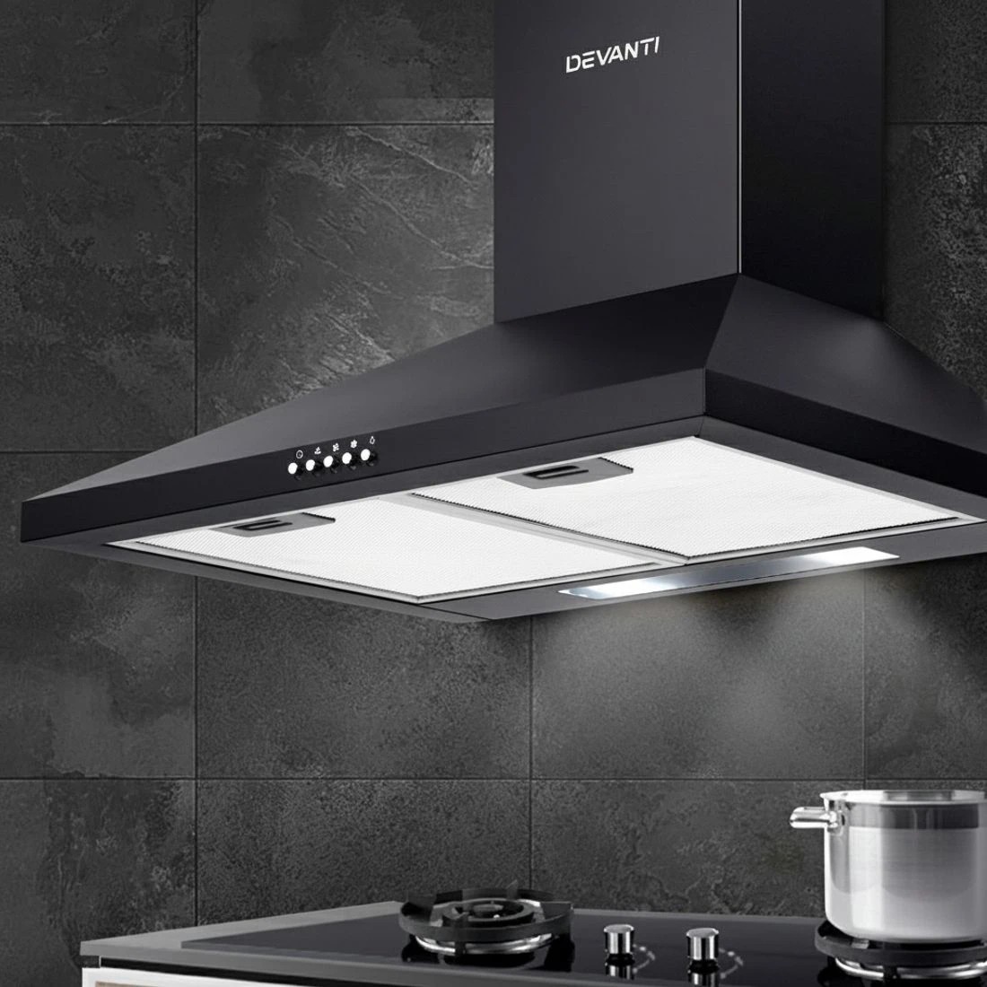 7 Devanti 600mm Range Hood 60cm Rangehood - Black, 7 of 7