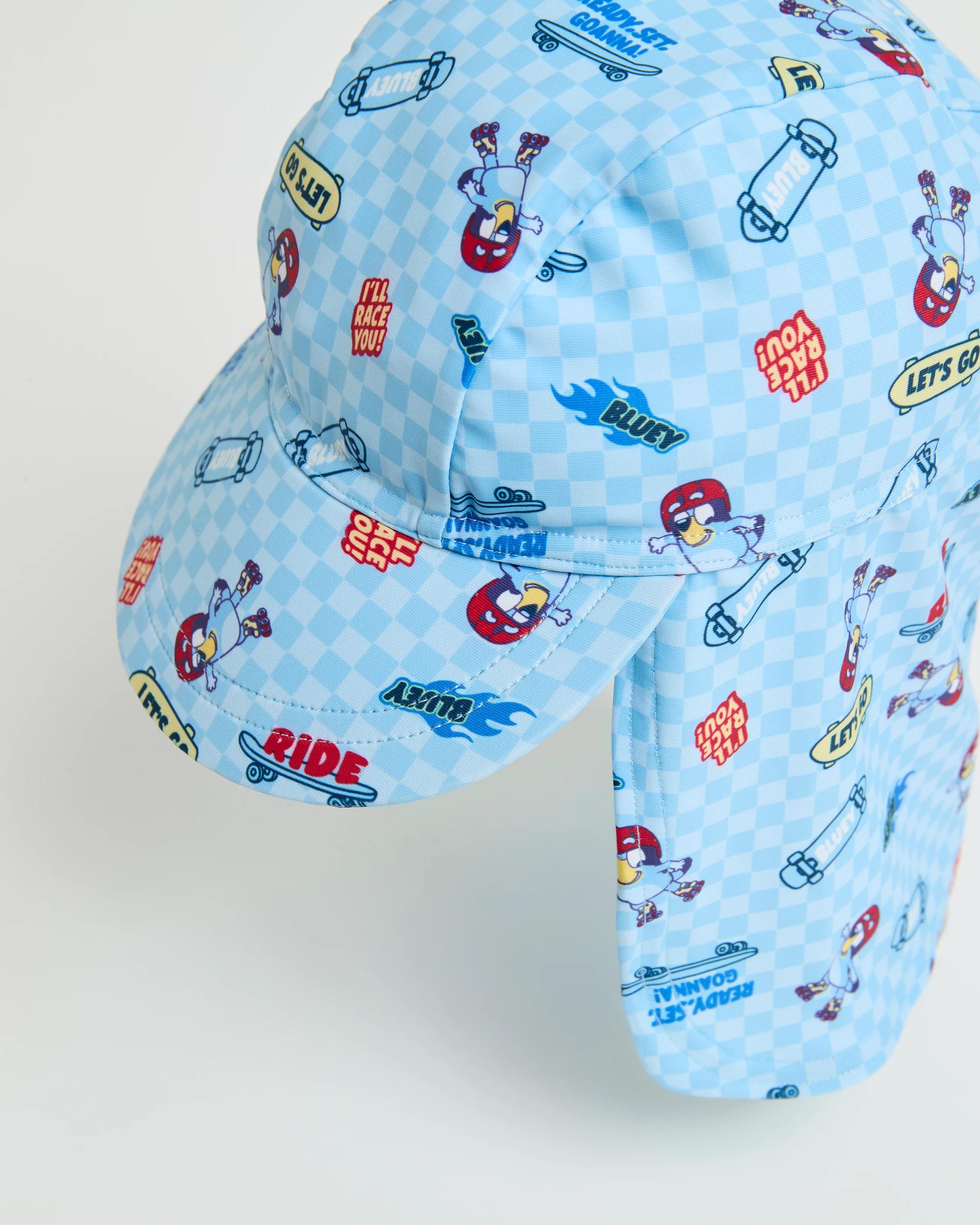 2 Licensed Bluey Check Print Swim Hat BLUE, 2 of 2