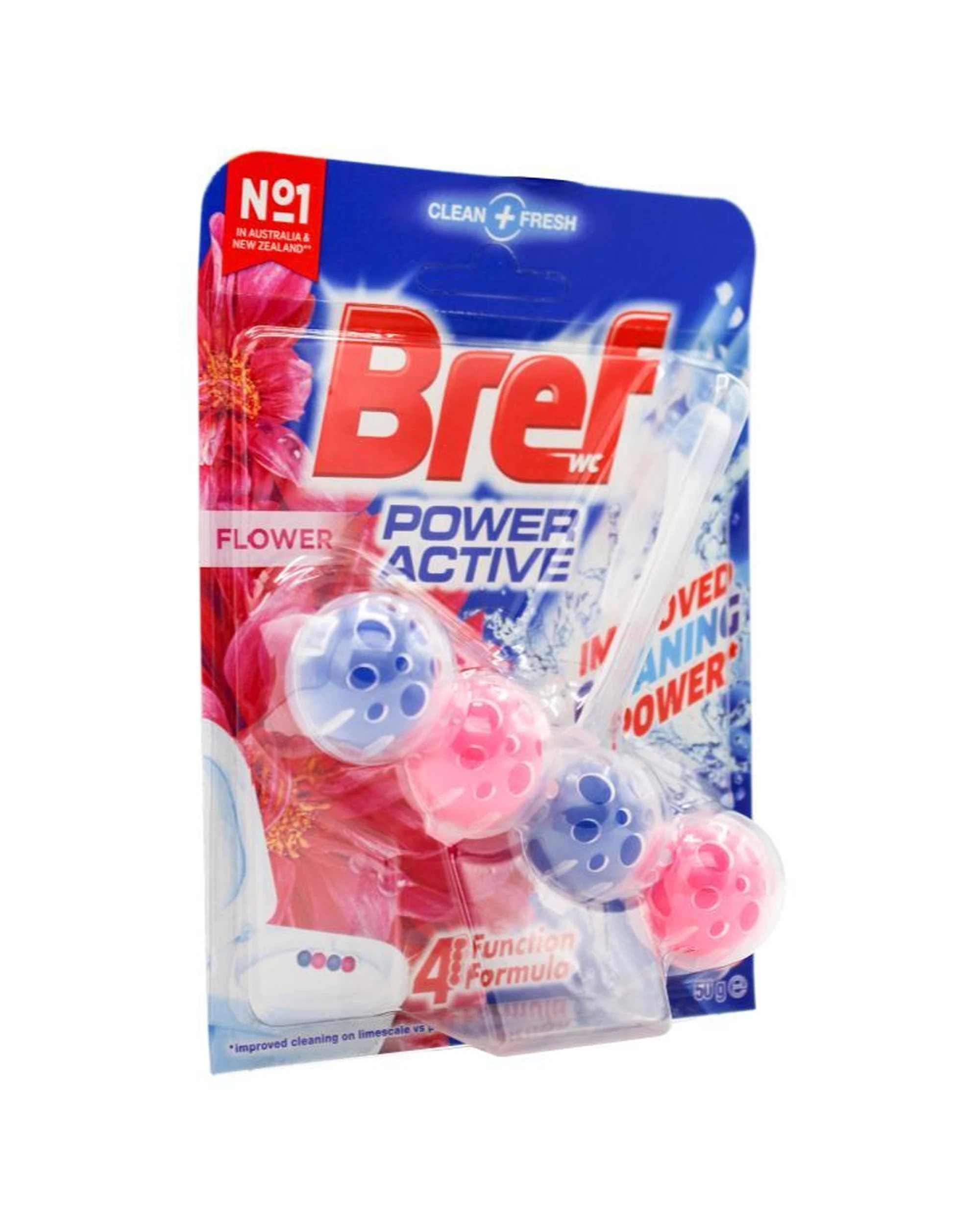 3 BREF Power Active 4in1 Toilet Cleaner 6 Pack 50g Flower Blossom Scent - Multi, 3 of 4