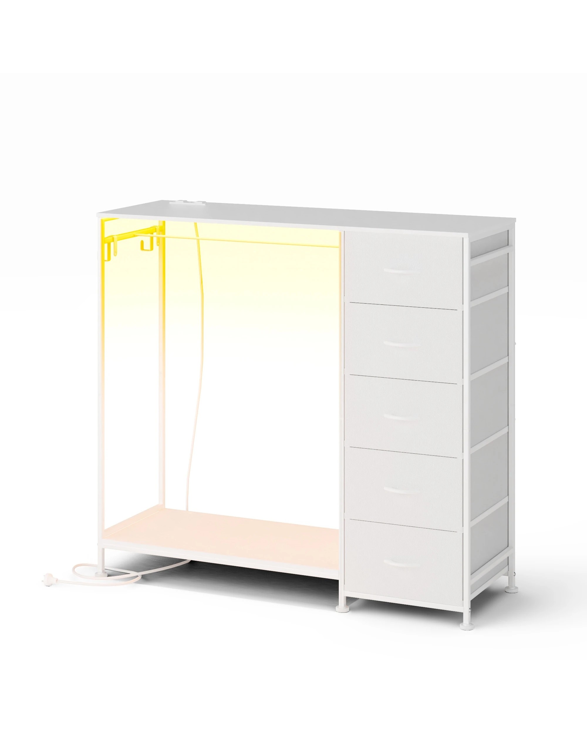 1 Advwin Fabric Chest of Drawers Clothes Rack Dresser with Hanging Rack - White, 1 of 7
