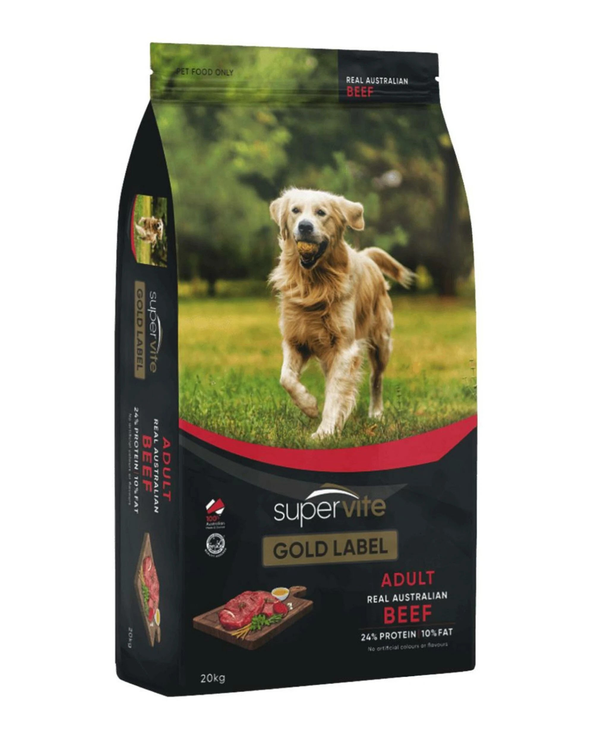 1 Super Vite Gold Label With Real Australian Beef Dry Dog Food 20kg, 1 of 1