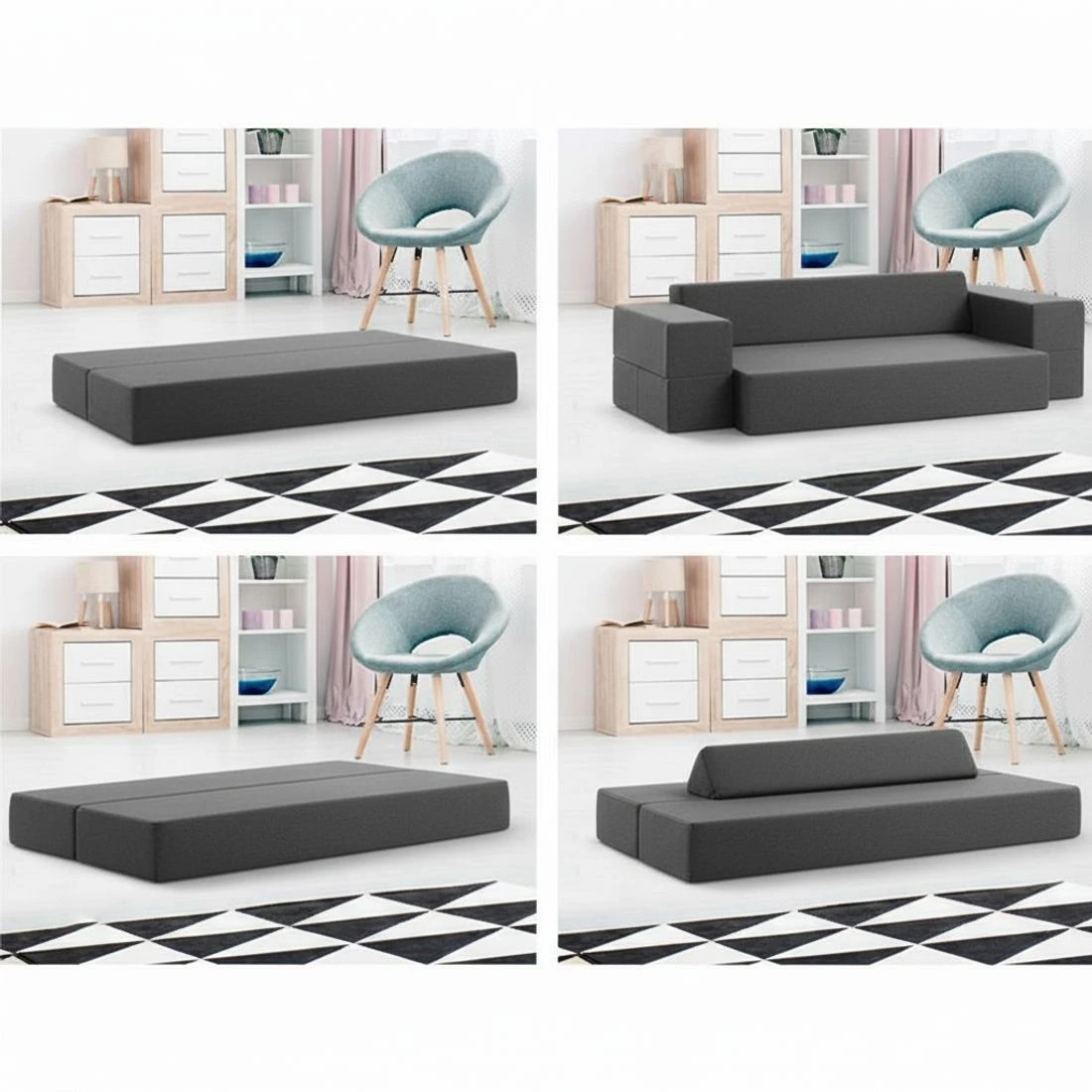 6 Giselle Bedding Foldable Mattress Folding Foam Sofa Bed Chair - Single Bed - Grey, 6 of 9