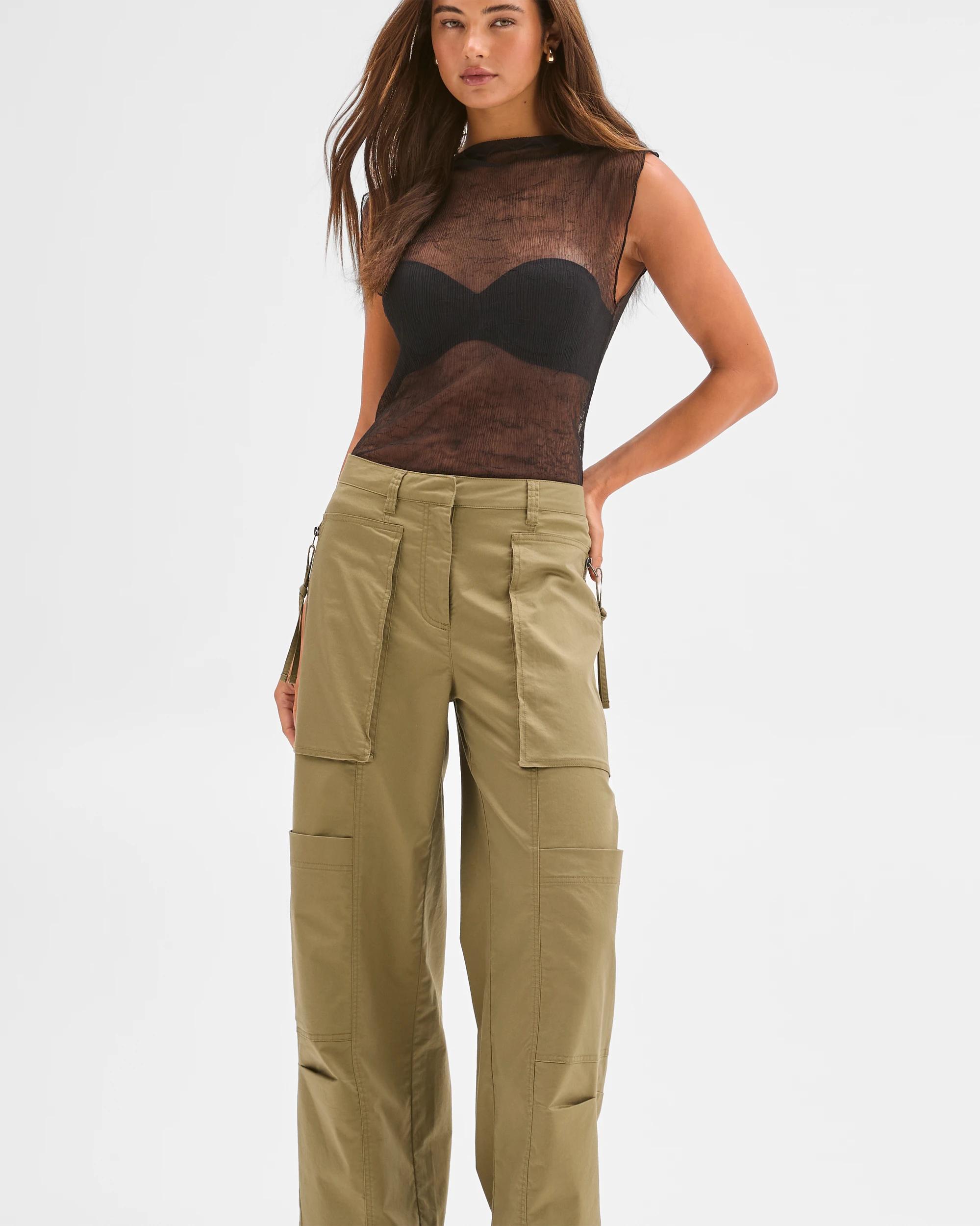 2 Lily Loves Australian Cotton Blend Utility Cargo Pants SOFT KHAKI, 2 of 6