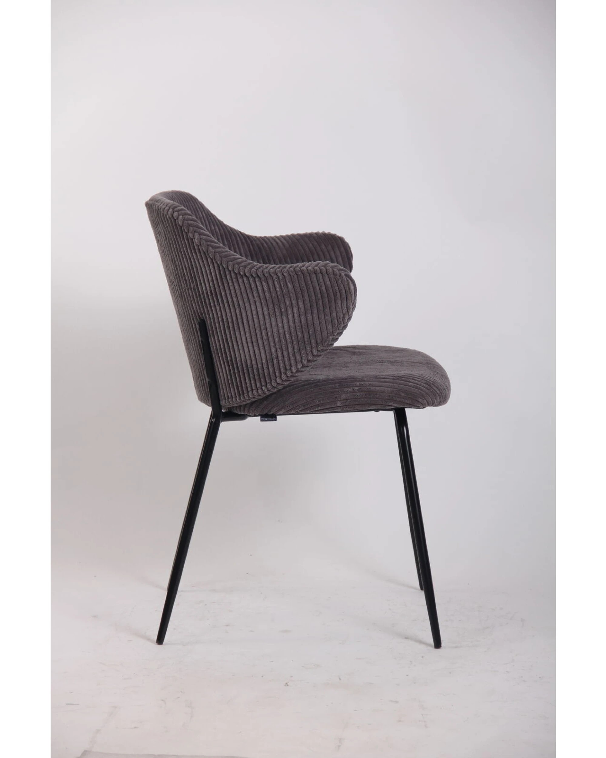 3 BR Home Set of 6 Dining Chairs with Corduroy Fabric in Dark Grey, 3 of 6