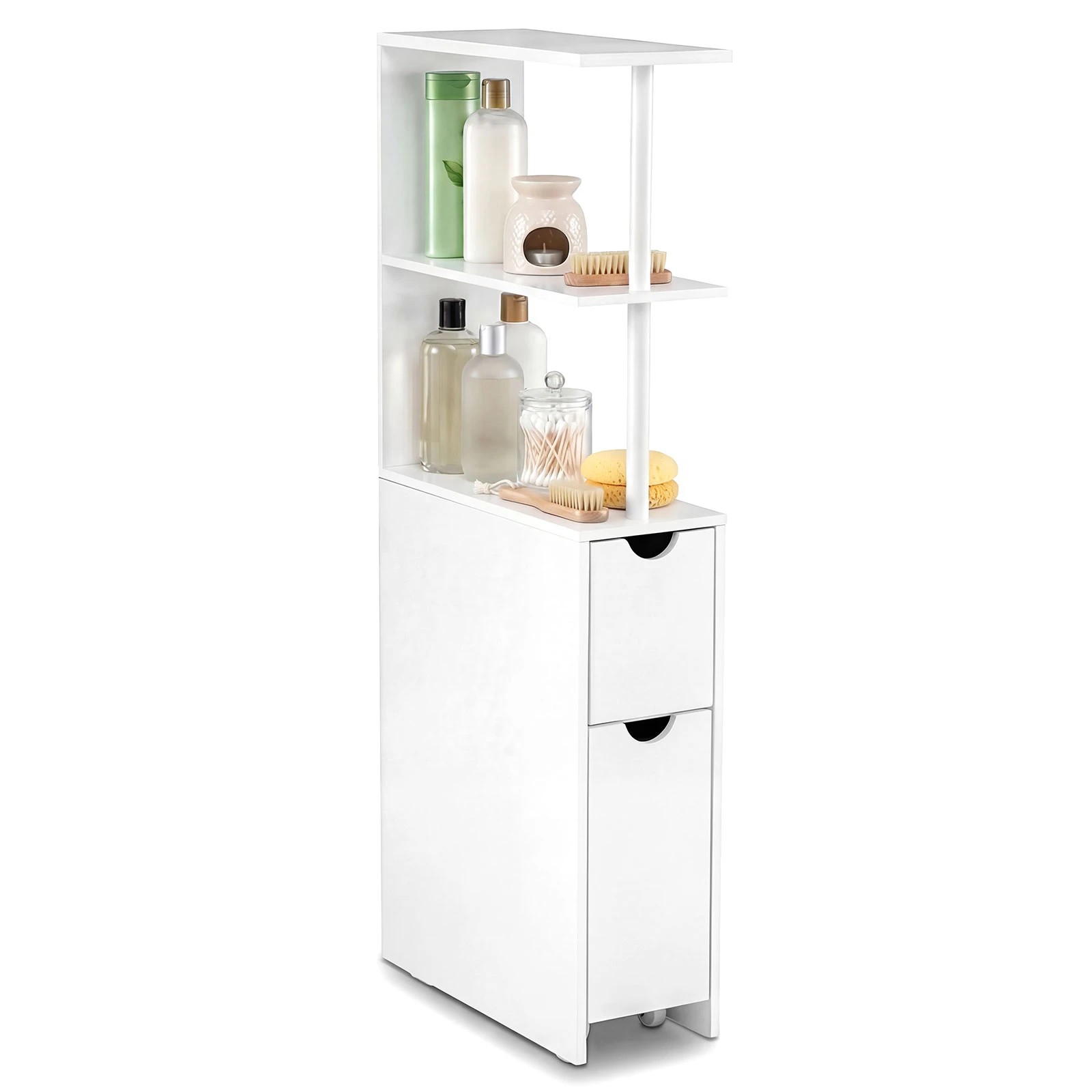 4 Costway Slim Storage Cabinet Narrow Freestanding Bathroom Organizer, 4 of 5