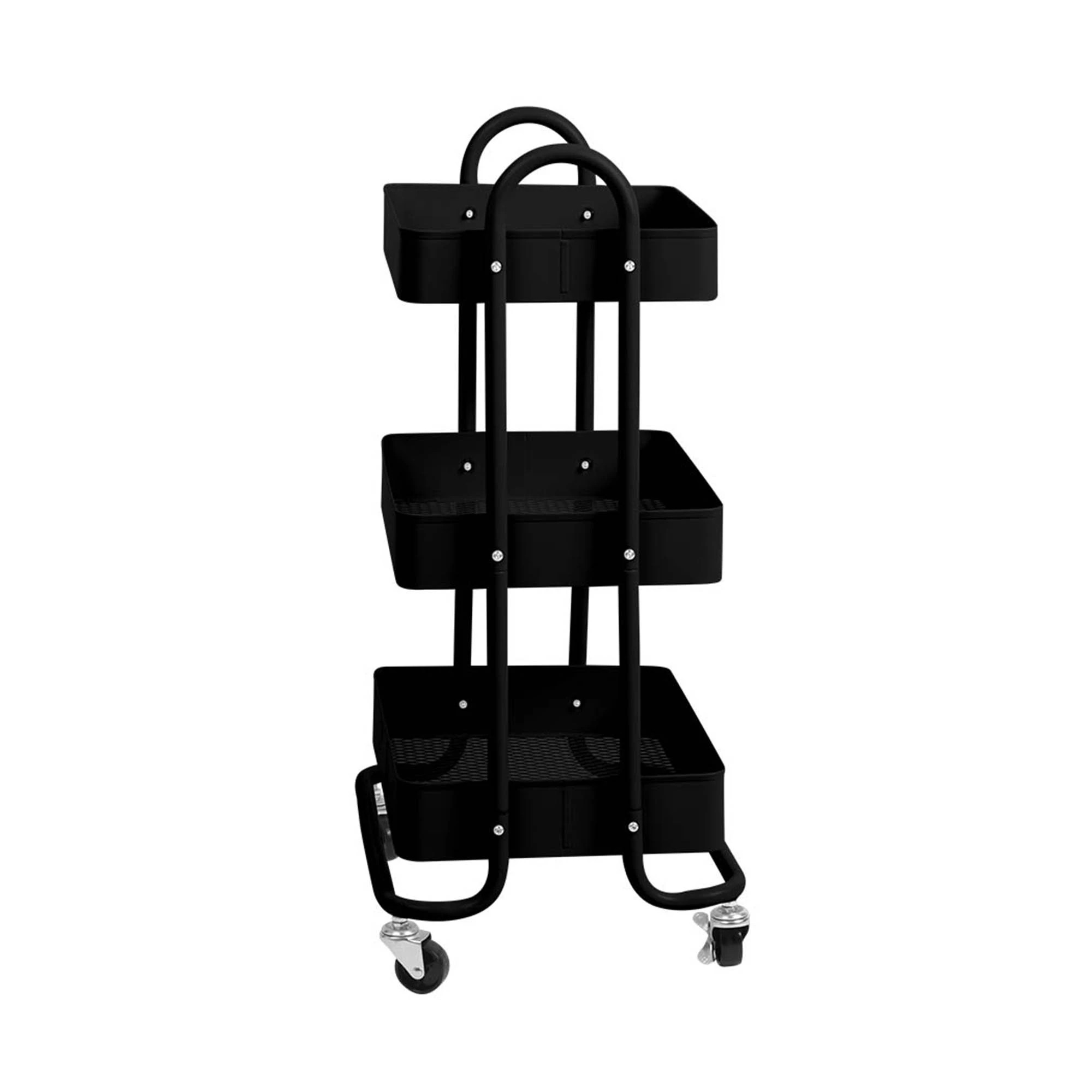2 Levede 3 Tiers Kitchen Trolley Cart Steel Storage Rack Shelf Organiser Black, 2 of 6