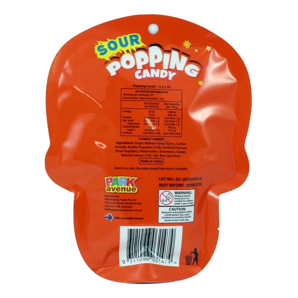 3 20 Piece Sour Skulls Popping Candy 30g, 3 of 3