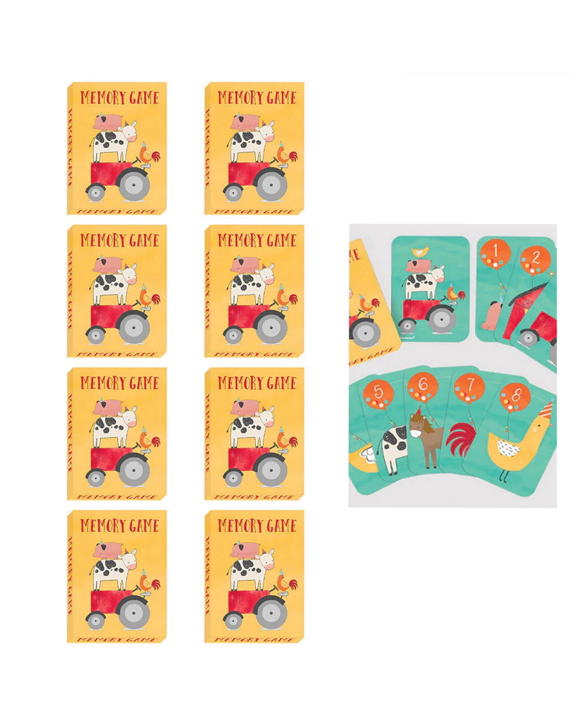 1 Amscan Inc. Barnyard Birthday Memory Game Cards Pack of 8 - Multi, 1 of 1