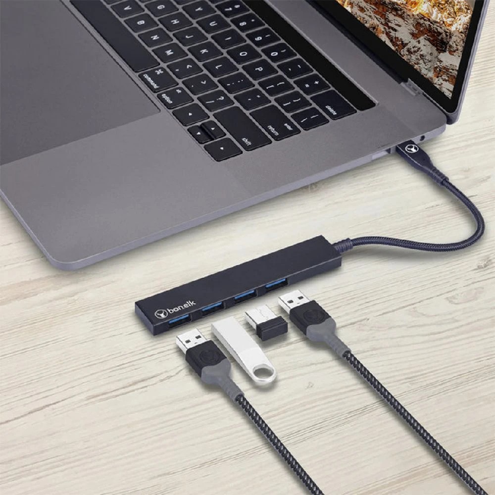 5 Bonelk Long-Life USB-C to 4 Port USB 3.0 Slim Hub Black, 5 of 5
