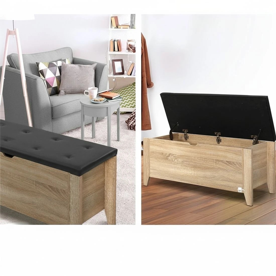 4 Artiss Storage Ottoman Blanket Box Leather - Brown, 4 of 4