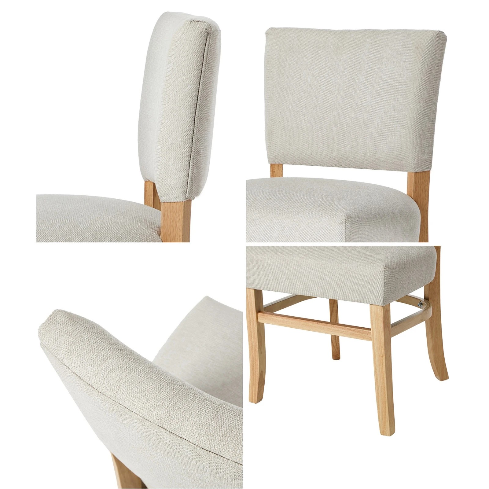 5 Oikiture 4x Dining Chairs Wooden Kitchen Seat Rubberwood Frame Accent Chair - Beige, 5 of 10