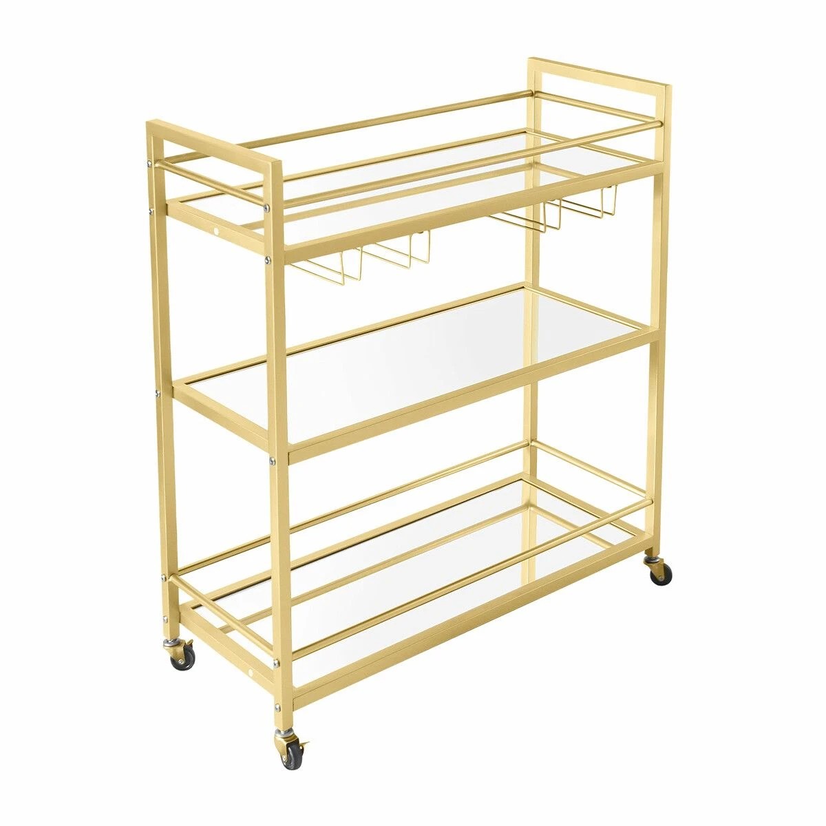 5 Ausway Bar Cart Wine Rack Drinks Trolley Coffee Tea - Gold, 5 of 8