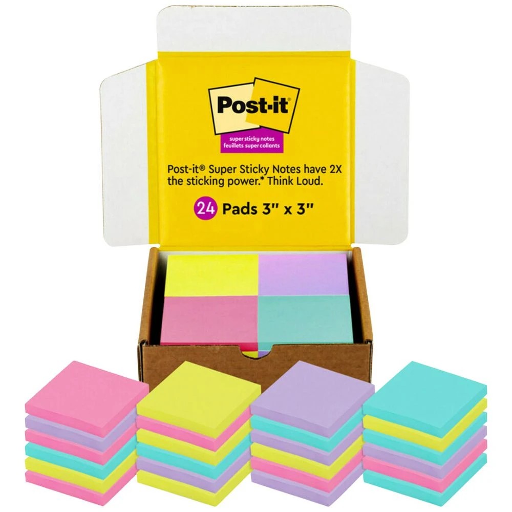 1 Post-it Super Sticky Notes 76 x 76mm Brights 24 Pack, 1 of 1