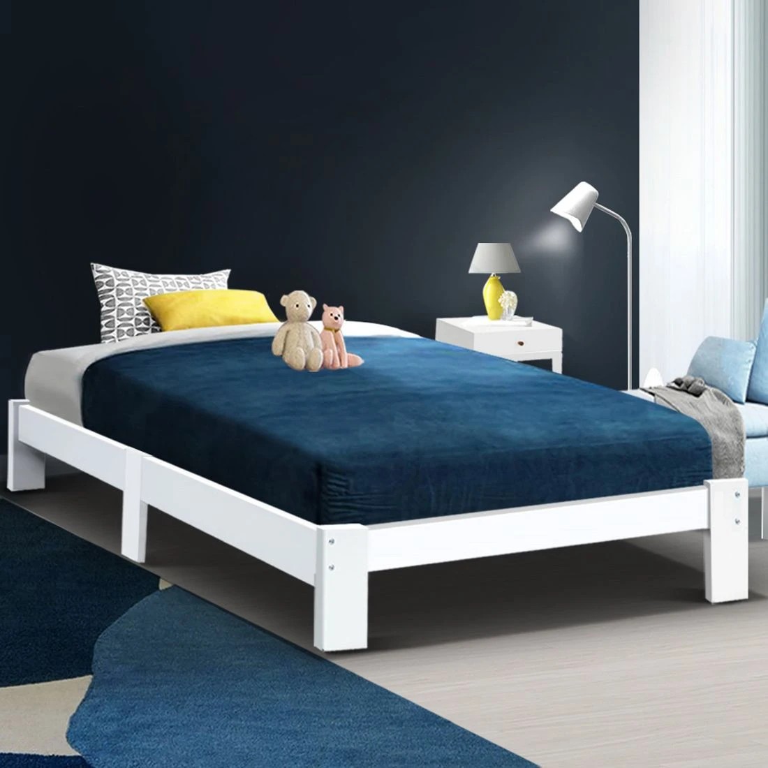 6 Artiss Bed Frame King Single Size Wooden  JADE - White, 6 of 6