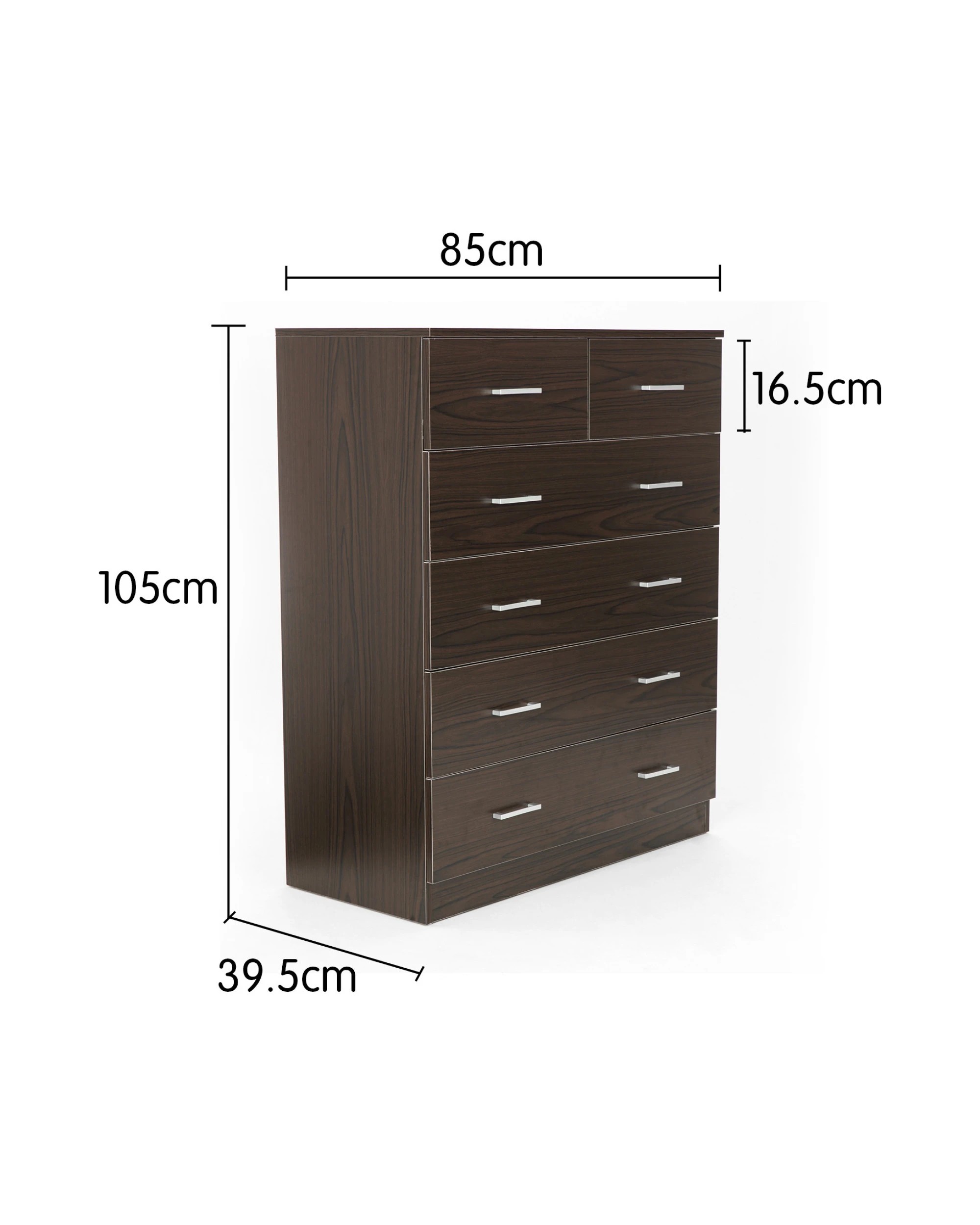 2 Sarantino Tallboy Dresser 6 Chest Of Drawers Cabinet Storage 85 X 39.5 X 105 In Brown, 2 of 7