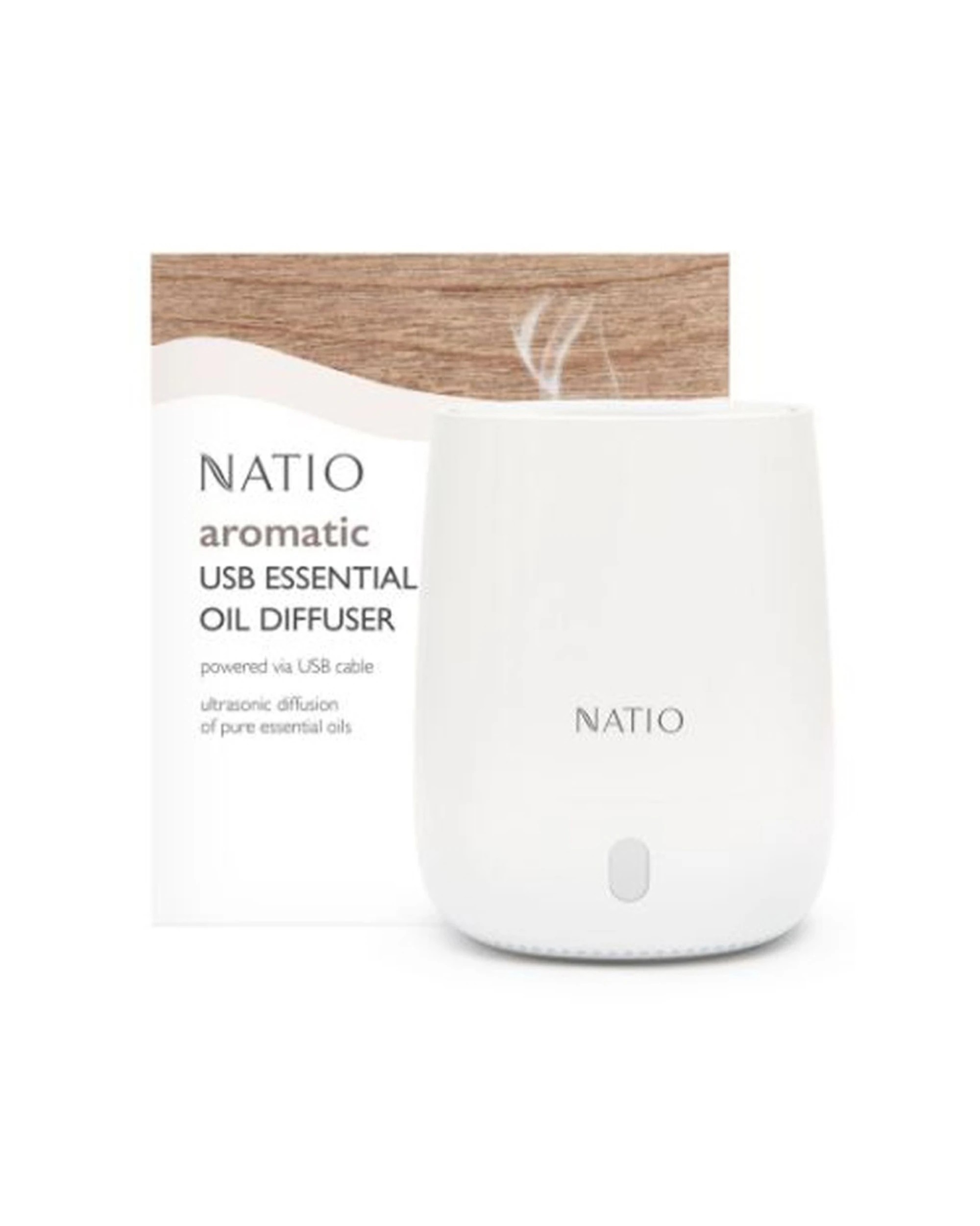 1 Natio Aromatic USB Powered Ultrasonic Non Heat Essential Oil Diffuser - White, 1 of 1