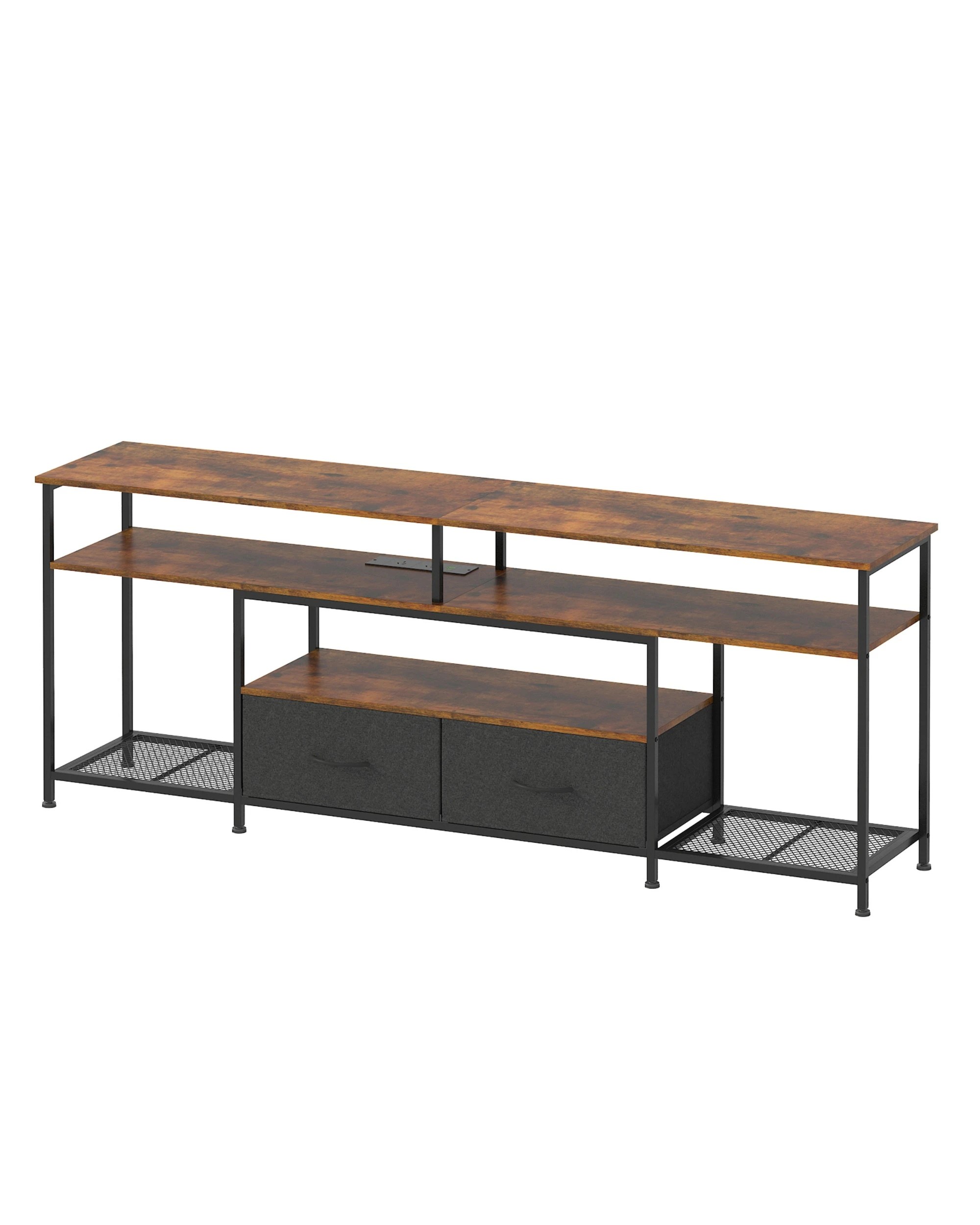 1 Advwin TV Cabinet 160cm LED Entertainment Unit Stand w/ Charging Station Media Console Table w/ Shelf & Drawer, 1 of 8