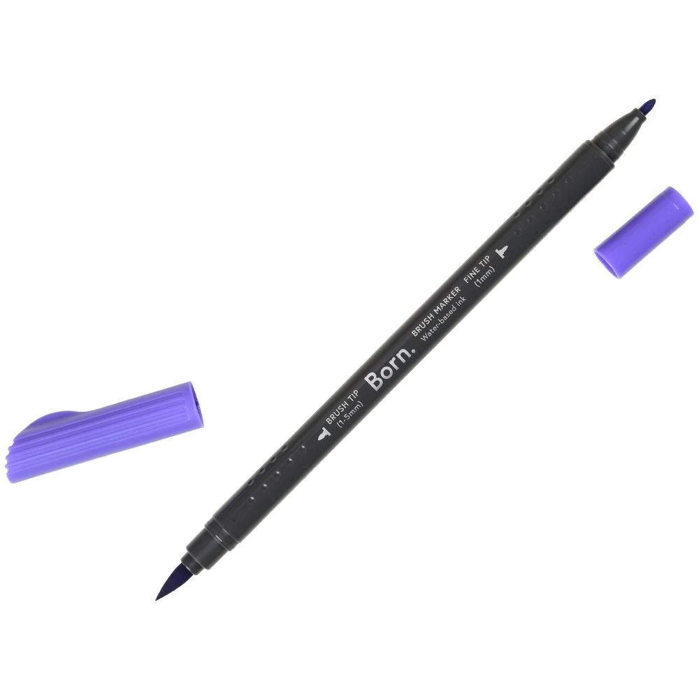 3 Born Professional Brush Dual-Tip Marker Purple V08, 3 of 4