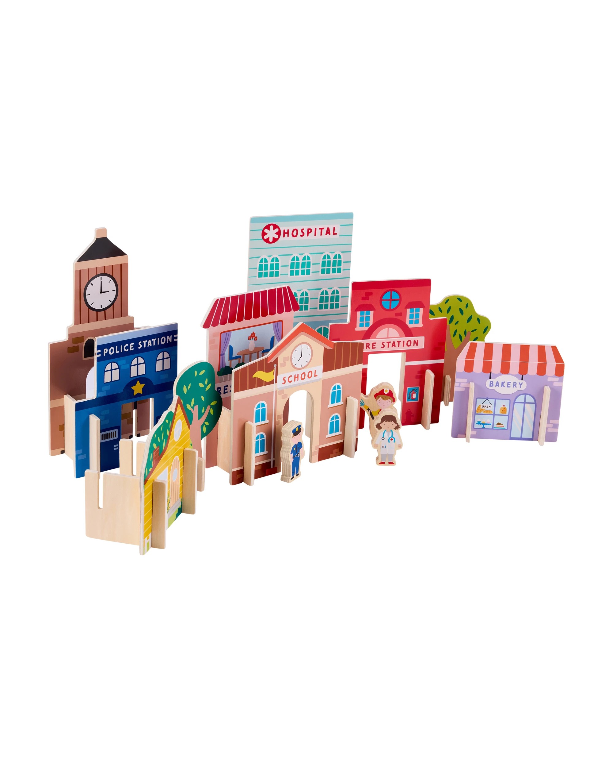 1 33 Piece Wooden Town Playset, 1 of 7