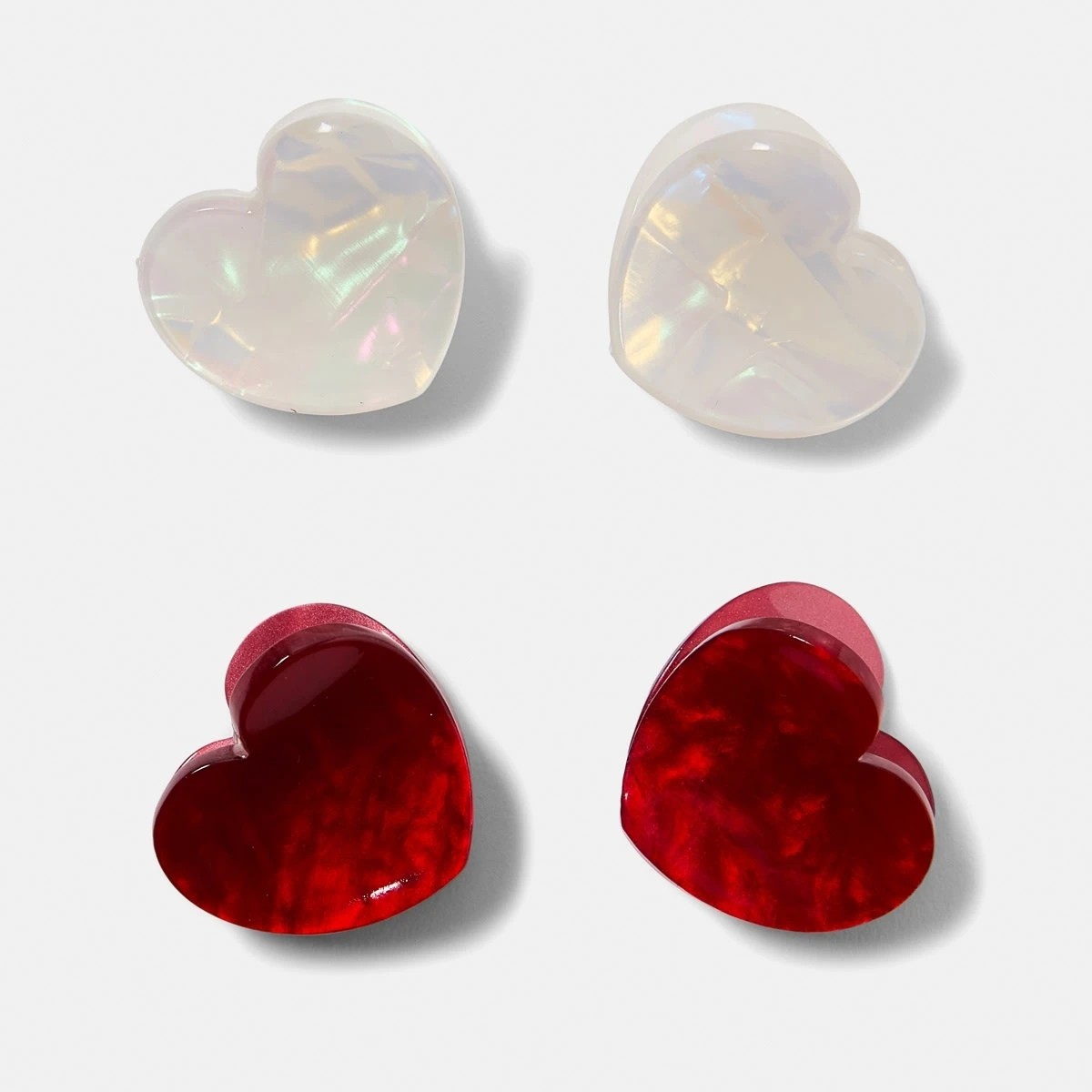 1 4 Pack Red and White Mini Heart Hair Claw Clips, 1 of 4