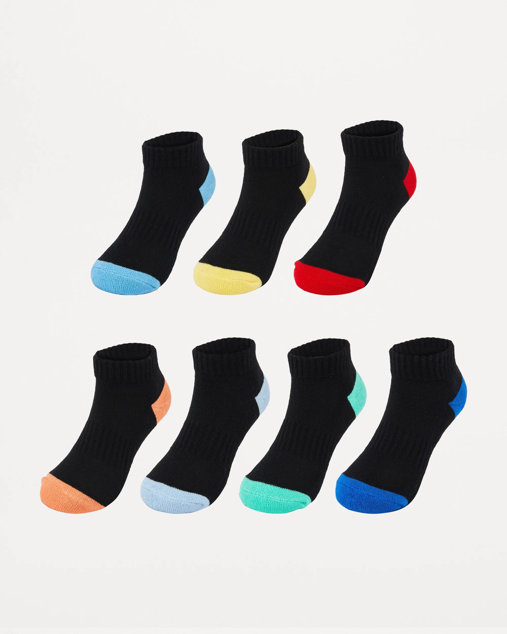1 7 Pack Active Kids Days of the Week Low Cut Socks Blck Strp, 1 of 3