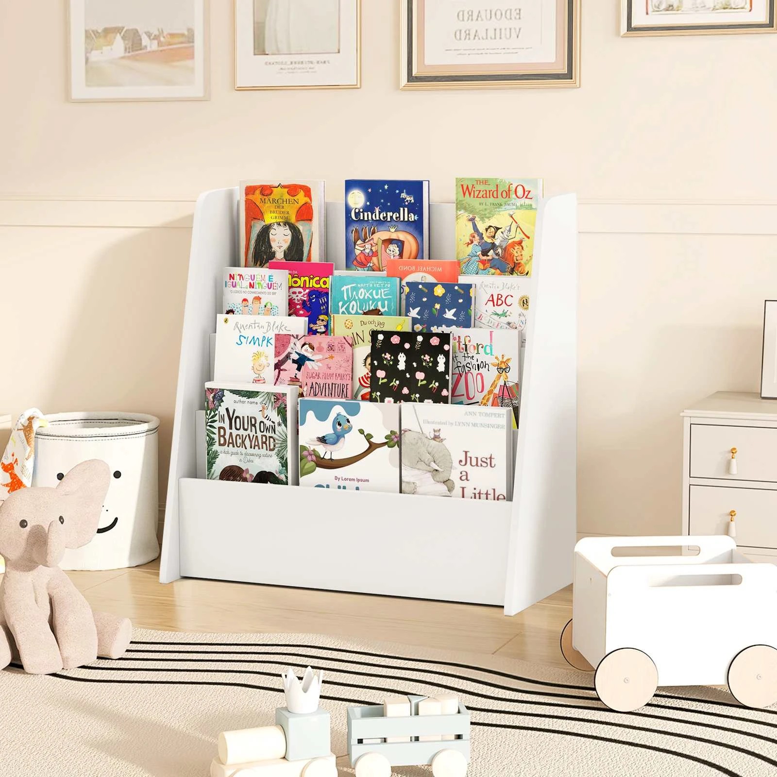 3 Costway 4-Tier Magazine Rack Display Bookcase Bookshelf - White, 3 of 3