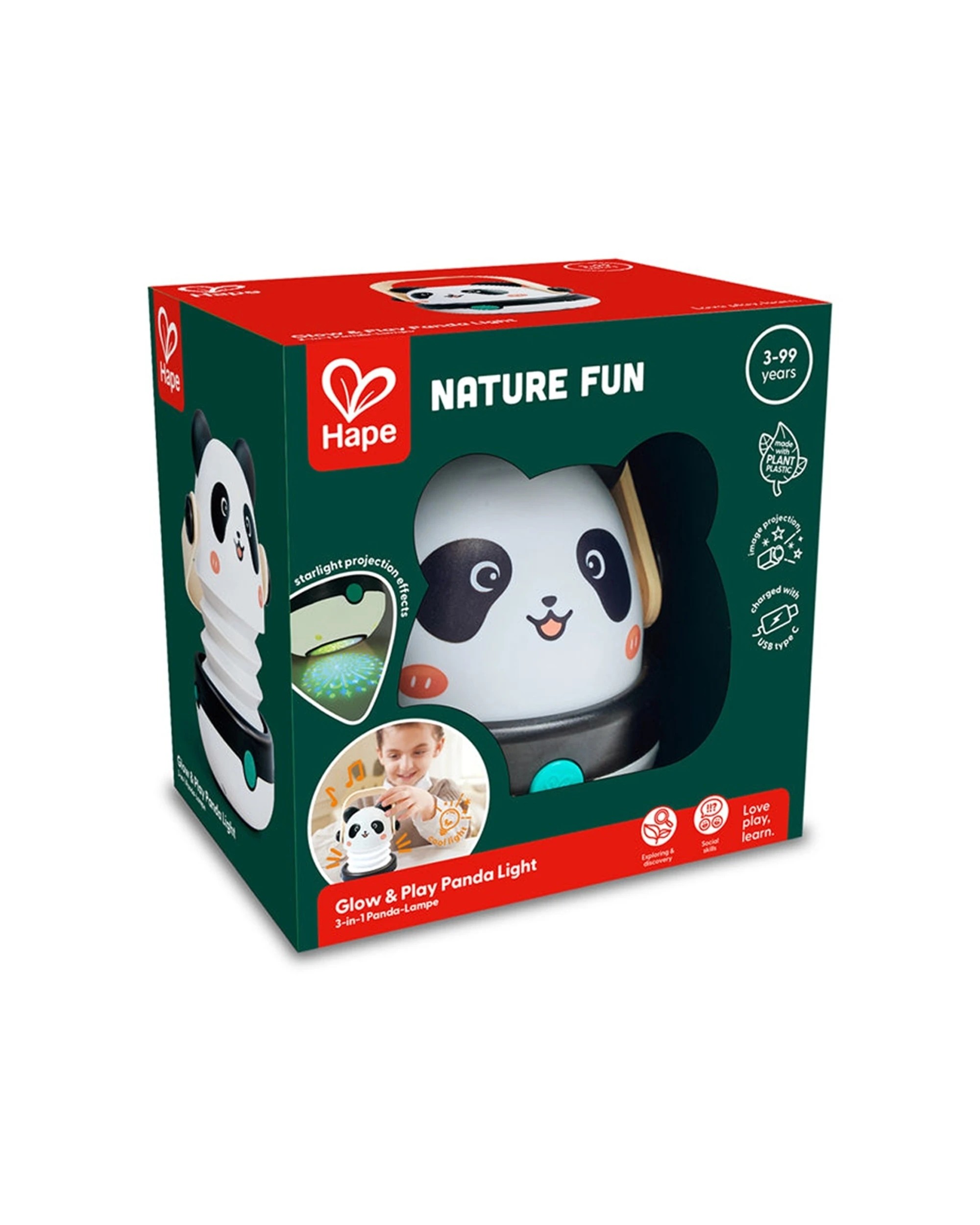 2 Hape Glow & Play Panda Bluetooth Speaker Star Projector Night Light Kids - Multi, 2 of 3
