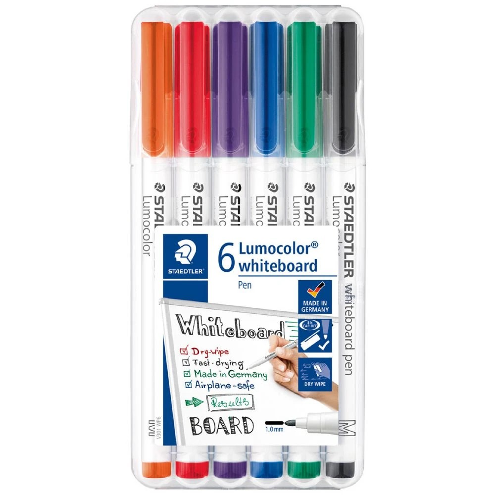 1 Staedtler Lumocolor Whiteboard Pens Bullet Assorted 6 Pack, 1 of 8