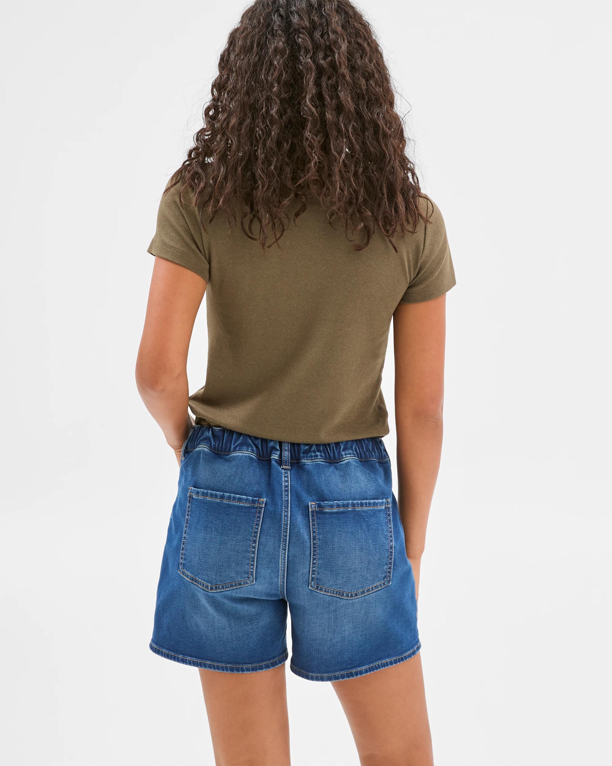 5 Target Tie Waist Knit Denim Shorts MEDITERRANEAN BLUE, 5 of 5