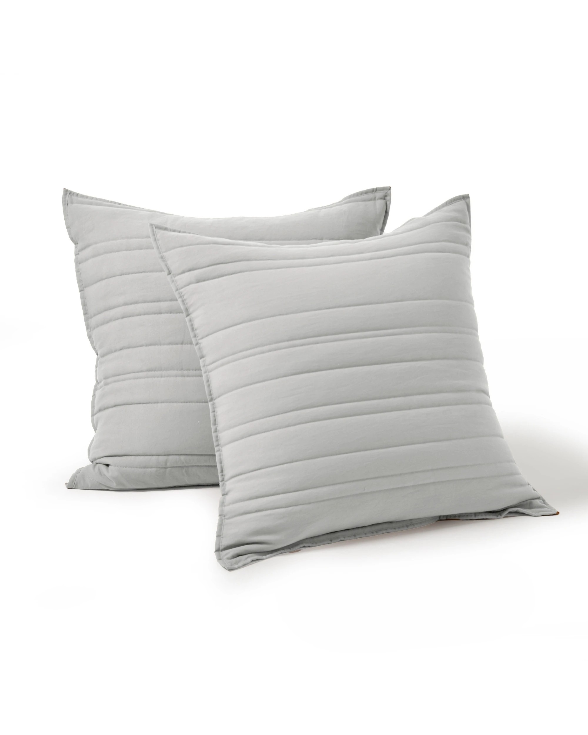 3 Dreamaker Superfine Washed Microfibre Stripe Quilted European Pillowcase Twin Pack - Dove Grey, 3 of 6