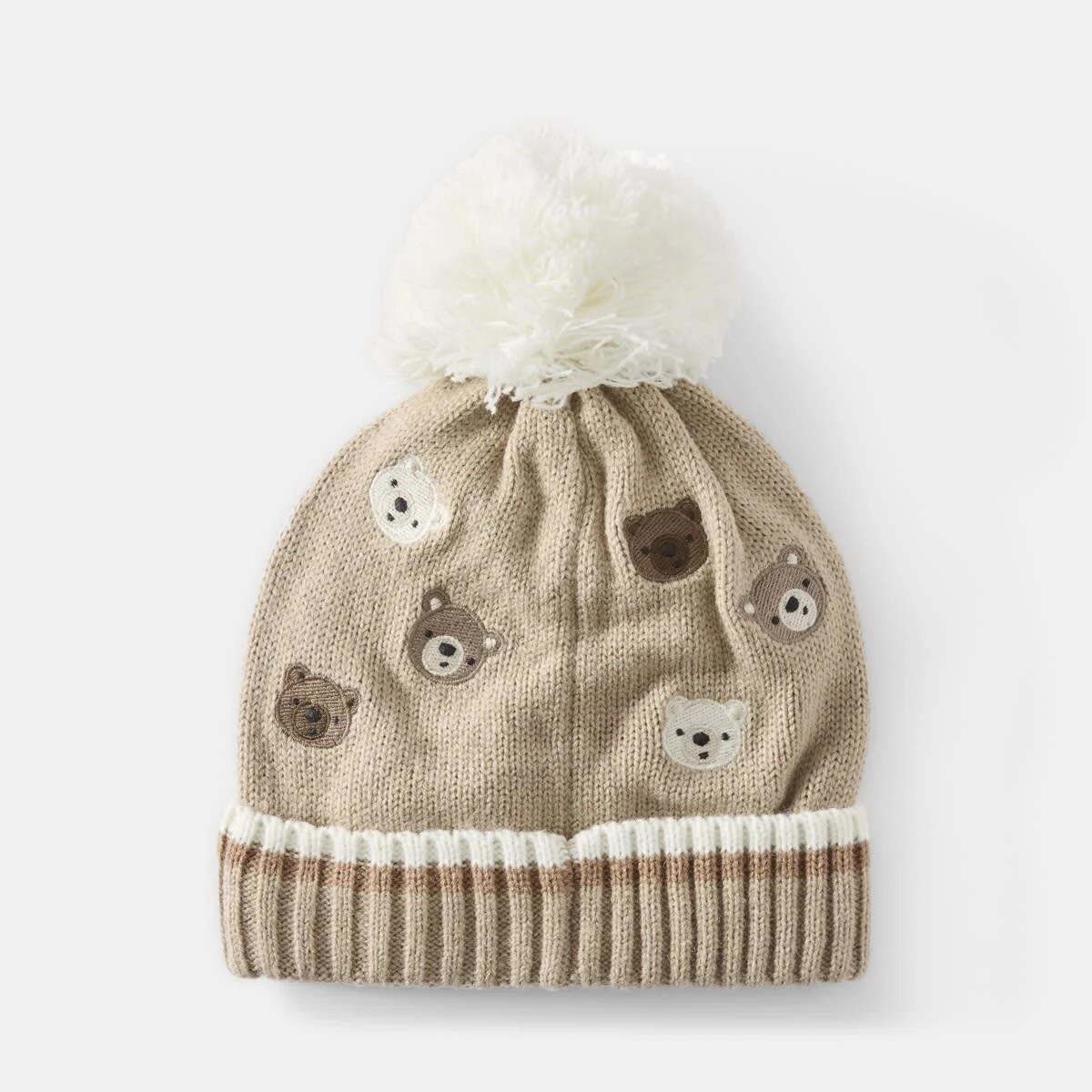 2 Embroidered Beanie Brn Bear2, 2 of 3