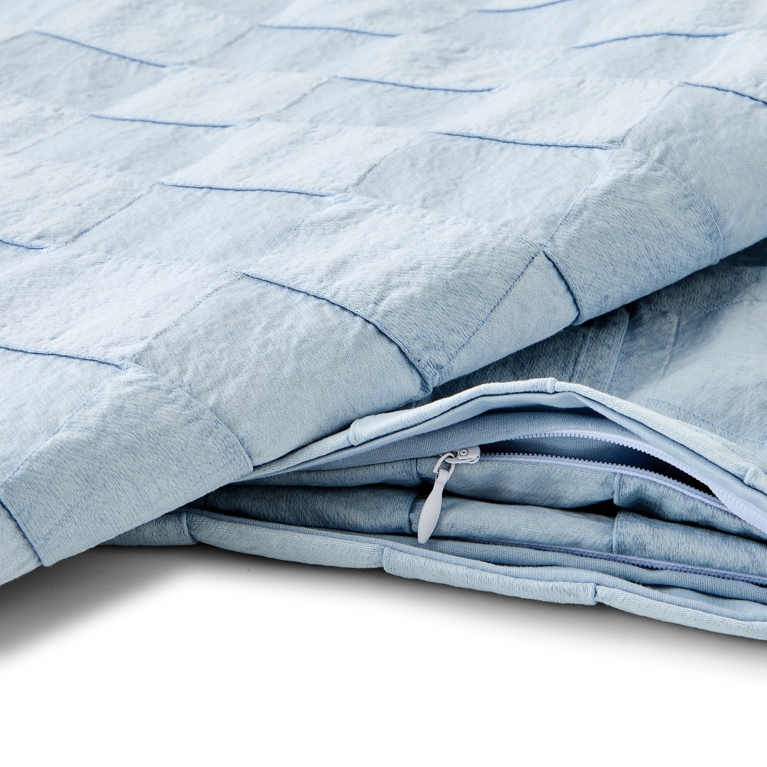 5 Check Stonewashed Australian Grown Cotton Quilt Cover Set - King Bed, Blue, 5 of 8