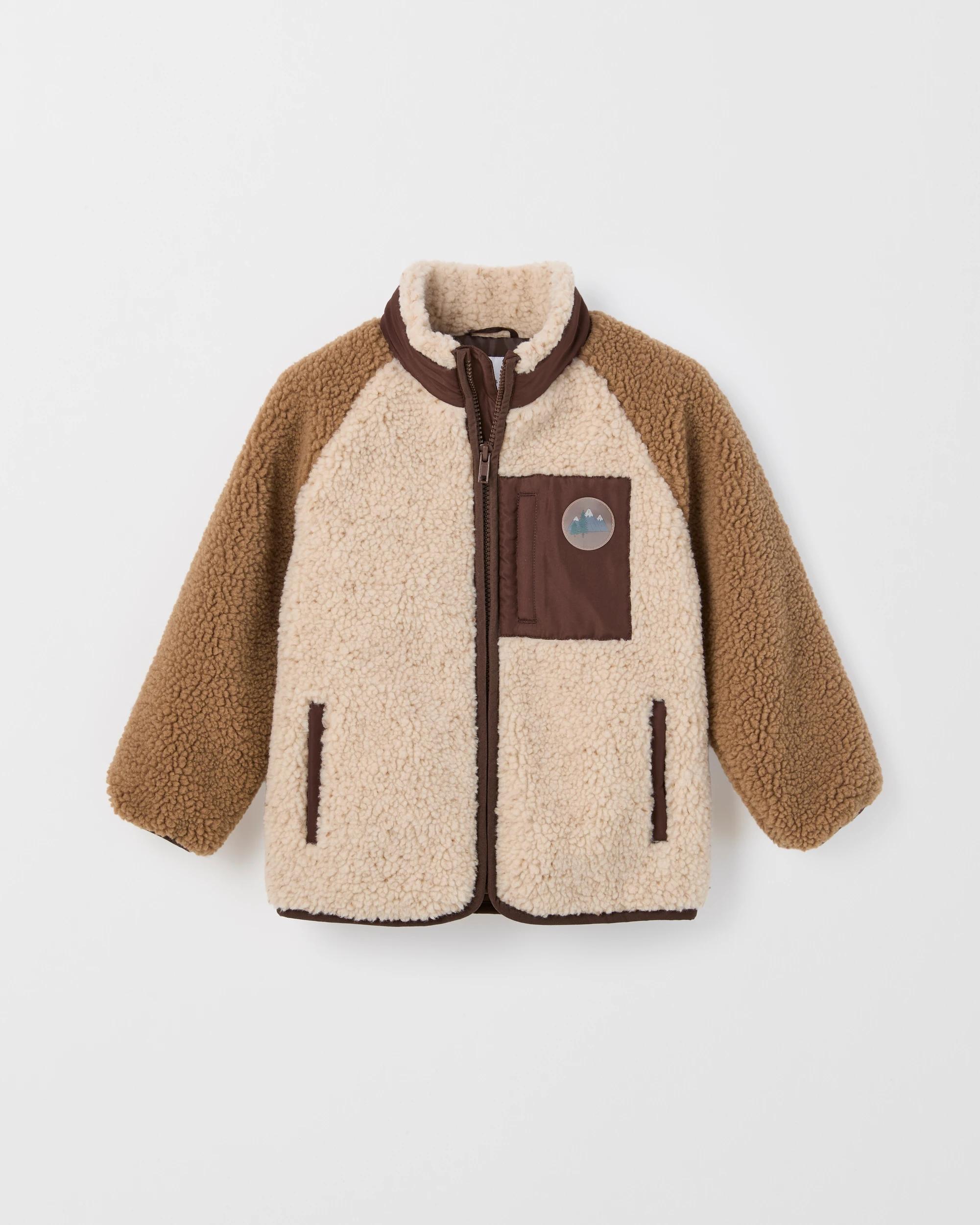 1 Target Kids Teddy Fleece Zip Through Jumper TAN, 1 of 1