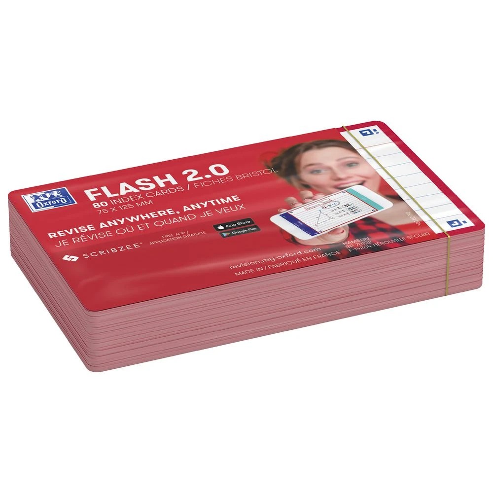 2 Oxford Flash 2.0 Index Cards Ruled 75 x 125mm Red 80 Pack, 2 of 3