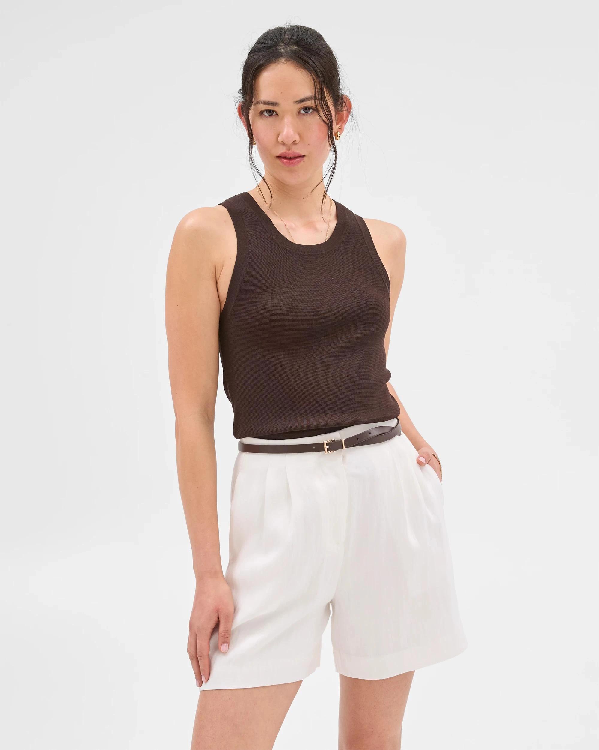 1 Pleat Waist Wide Leg Shorts - Preview CLOUD DANCER, 1 of 7